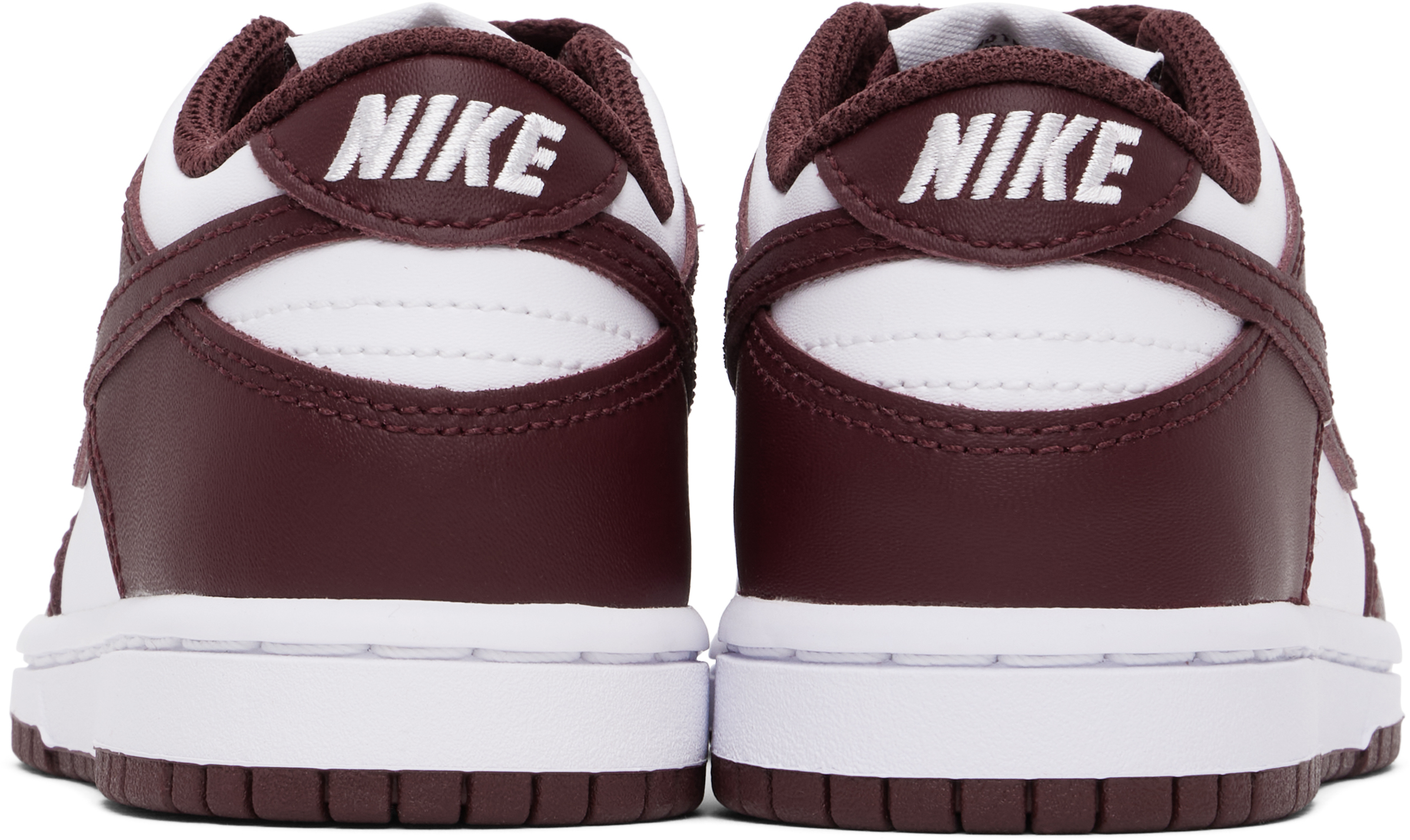 Nike Little Kids White & Burgundy Dunk Low Sneakers In White/redwood