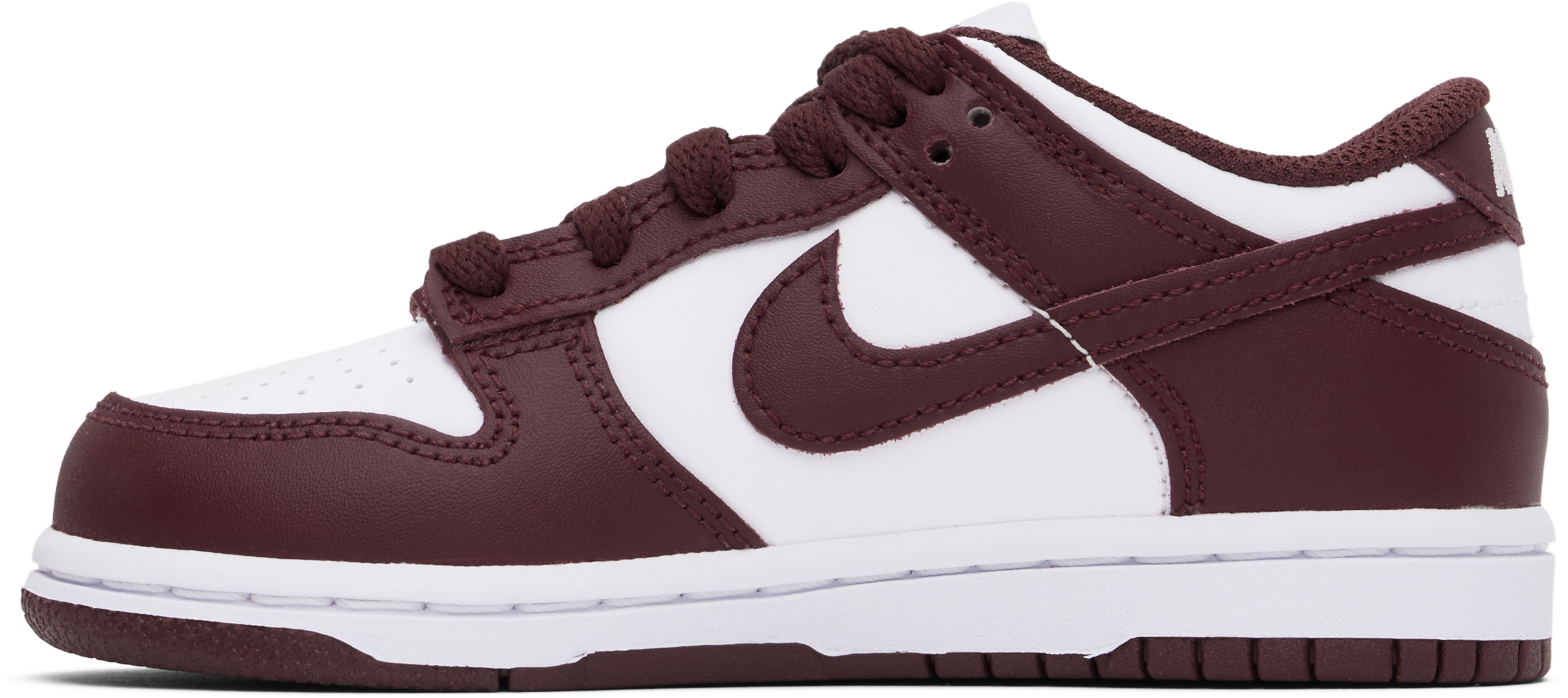 Nike Little Kids White & Burgundy Dunk Low Sneakers In White/redwood