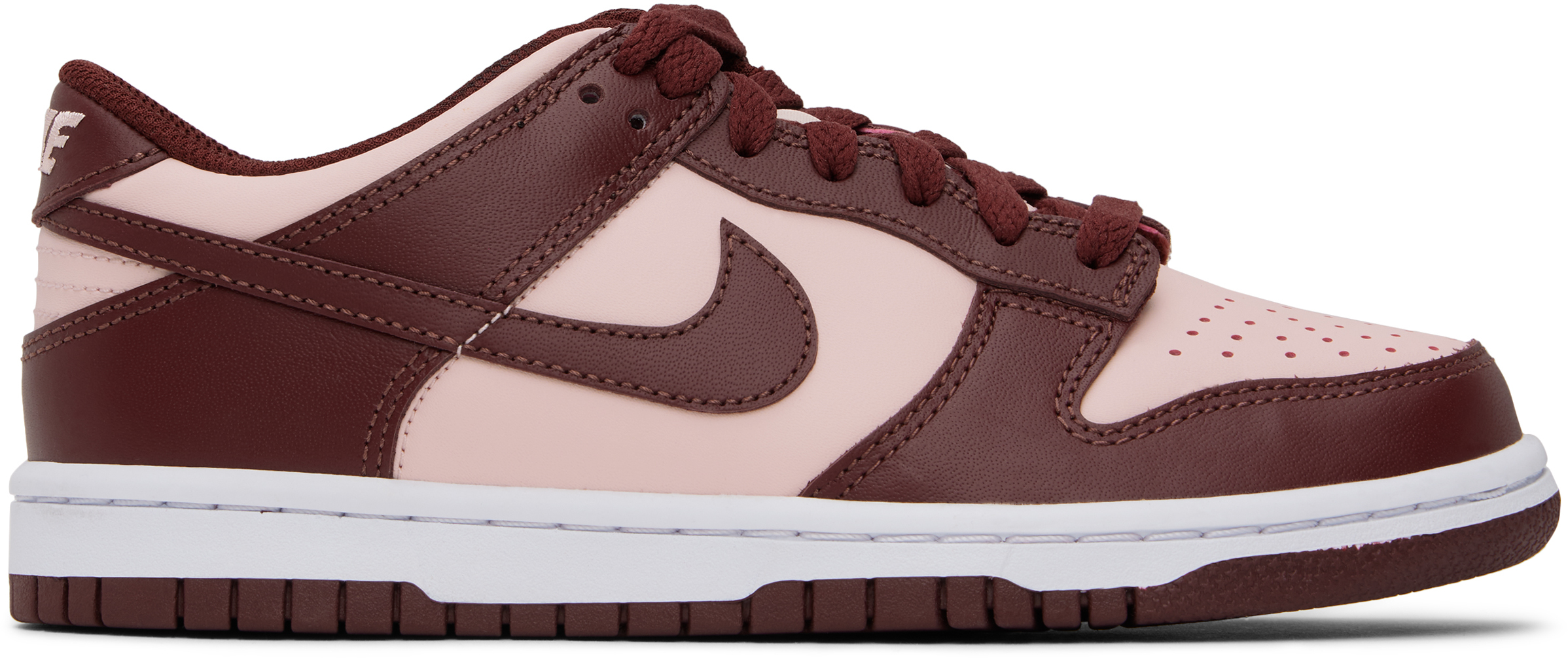 Nike Big Kids Burgundy & Pink Dunk Low Sneakers In 600 Dark Team Red/da