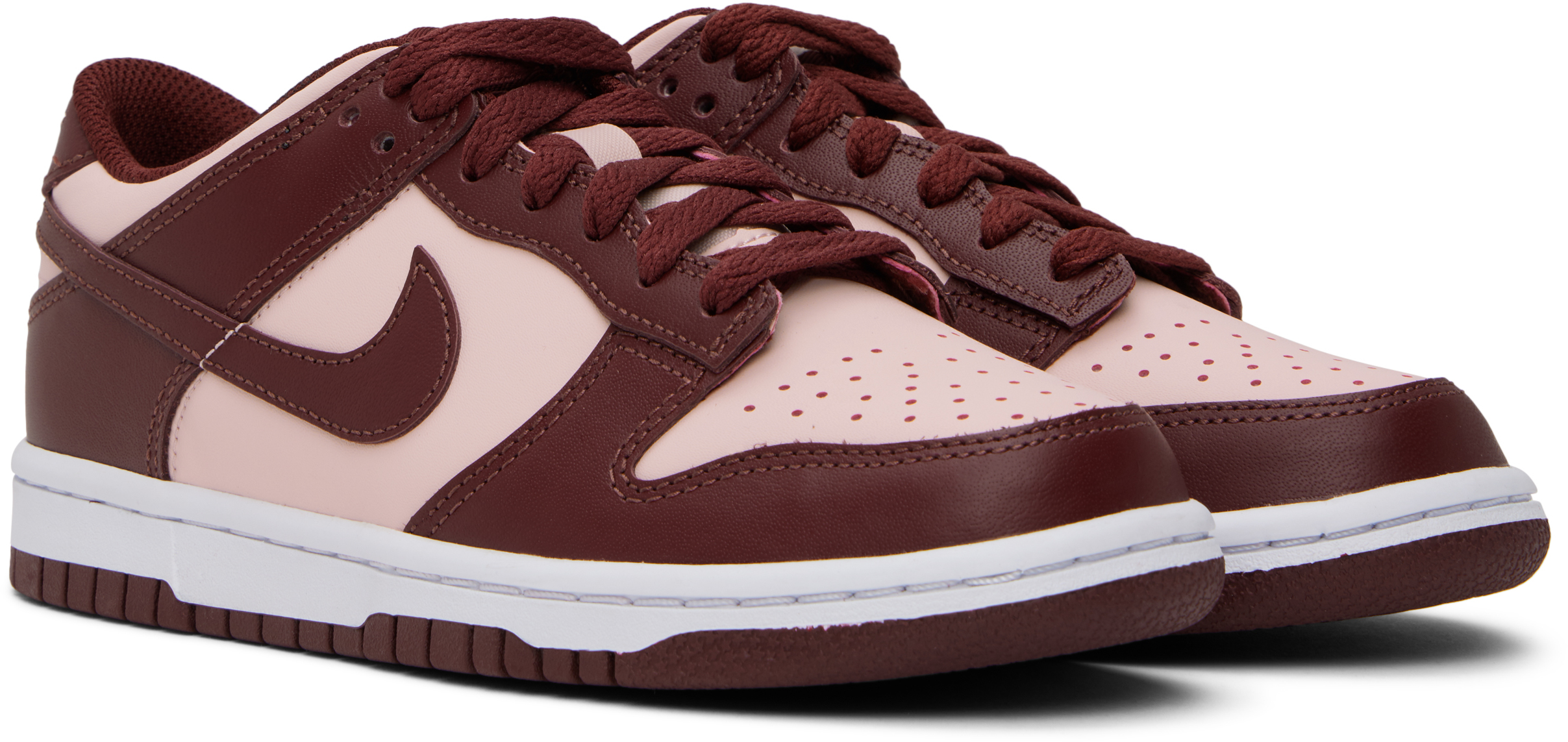 Nike Big Kids Burgundy & Pink Dunk Low Sneakers In 600 Dark Team Red/da