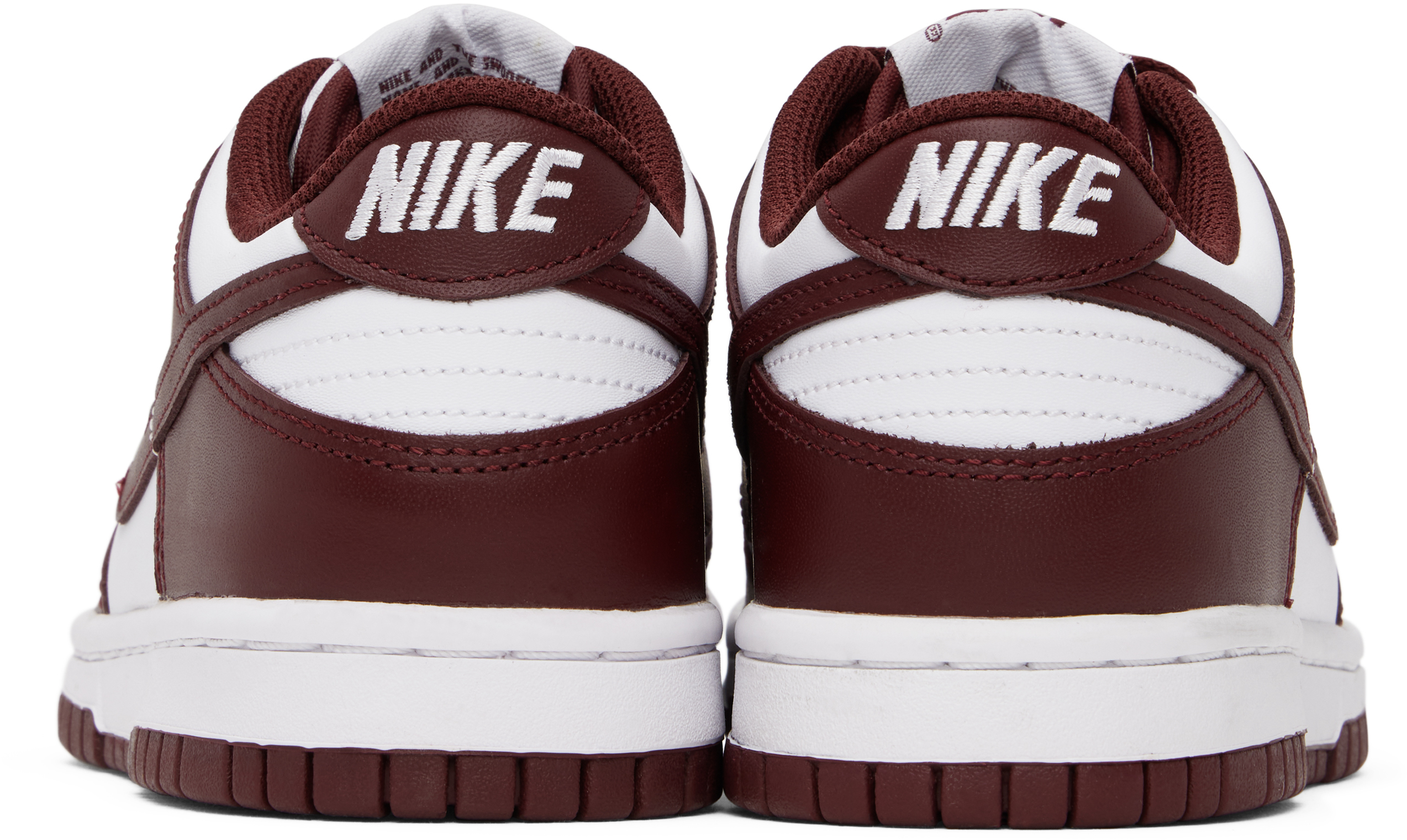Nike Big Kids Burgundy & White Dunk Low Sneakers In 115 White/redwood-gy