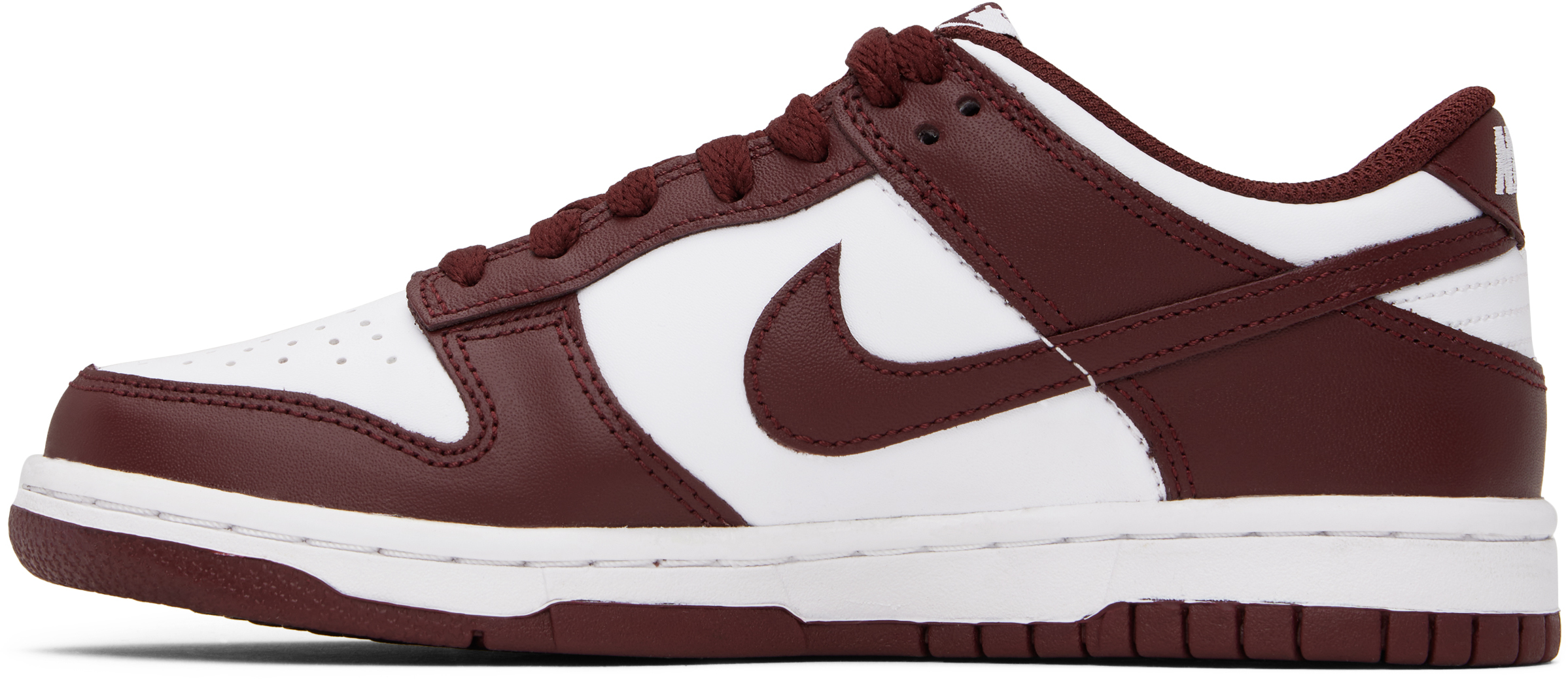 Nike Big Kids Burgundy & White Dunk Low Sneakers In 115 White/redwood-gy