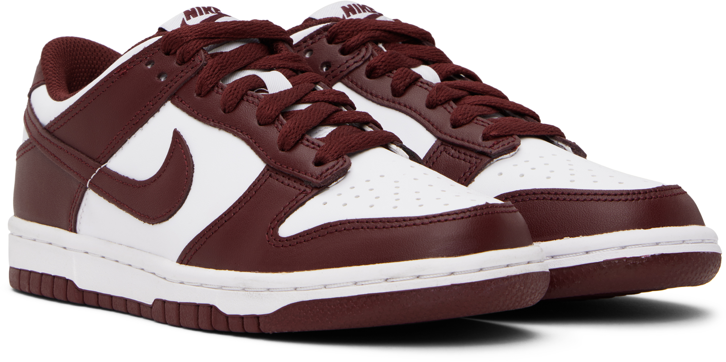 Nike Big Kids Burgundy & White Dunk Low Sneakers In 115 White/redwood-gy