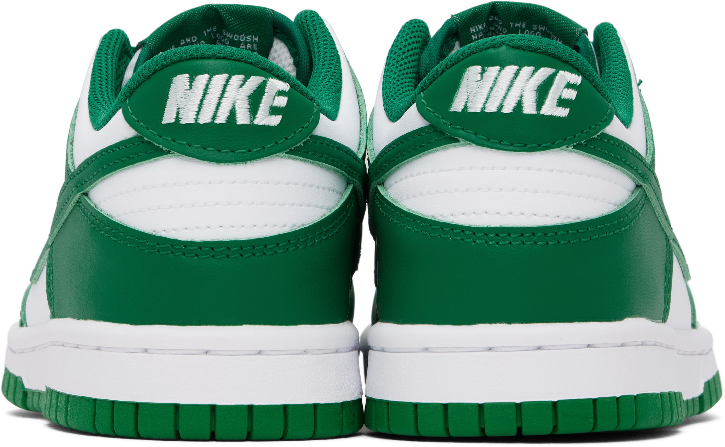 Nike Big Kids Green & White Dunk Low Sneakers In 114 White/malachite