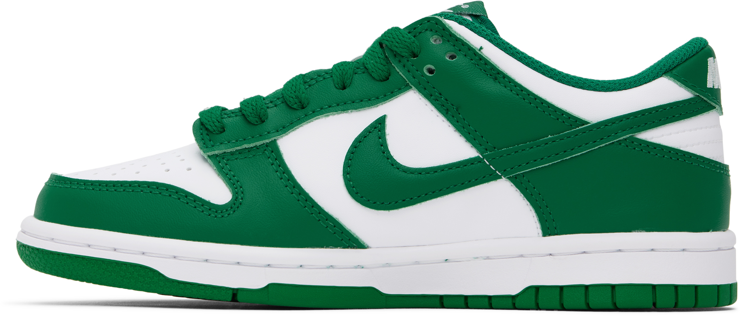 Nike Big Kids Green & White Dunk Low Sneakers In 114 White/malachite