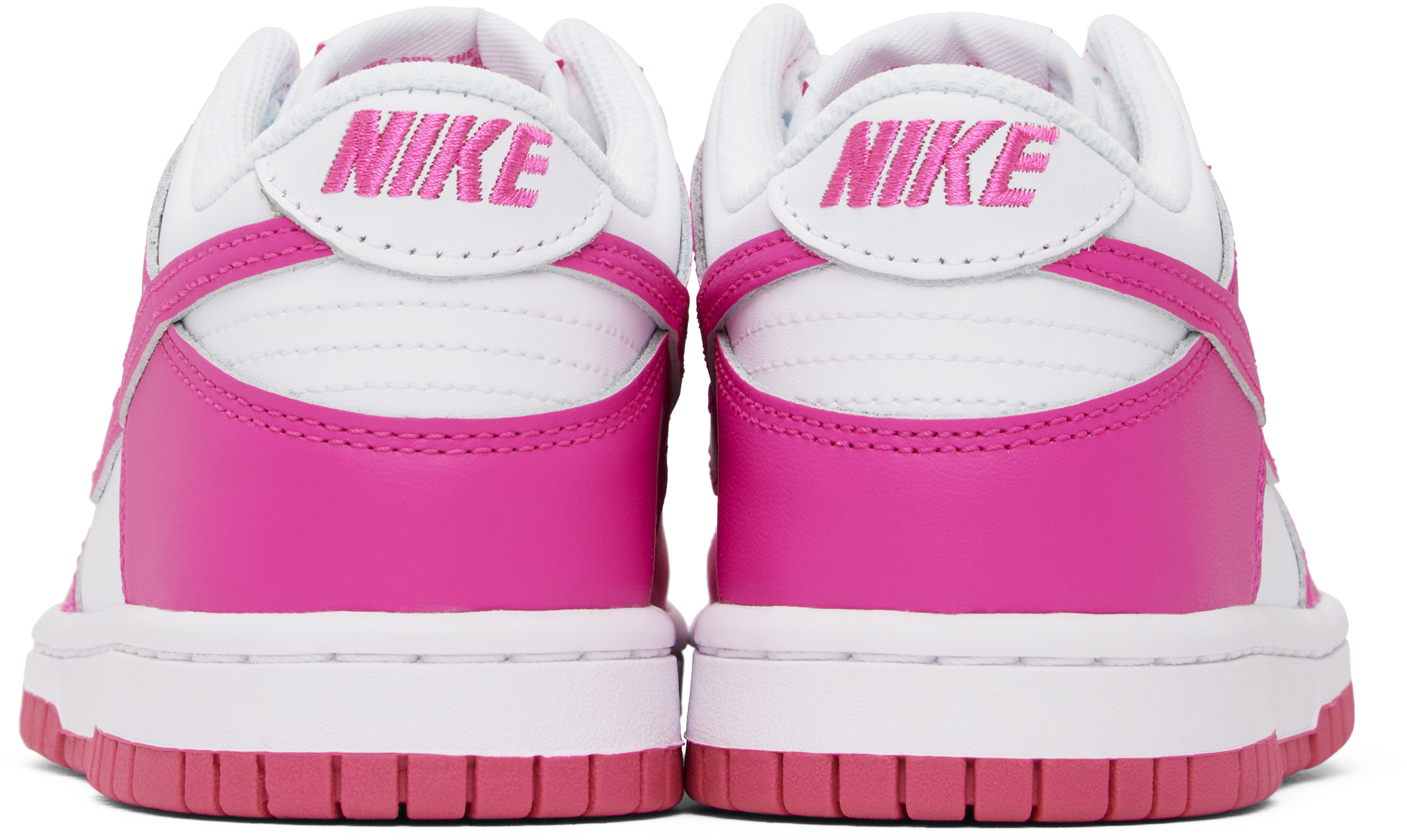Nike Big Kids Pink & White Dunk Low Sneakers In 102 White/laser Fuch