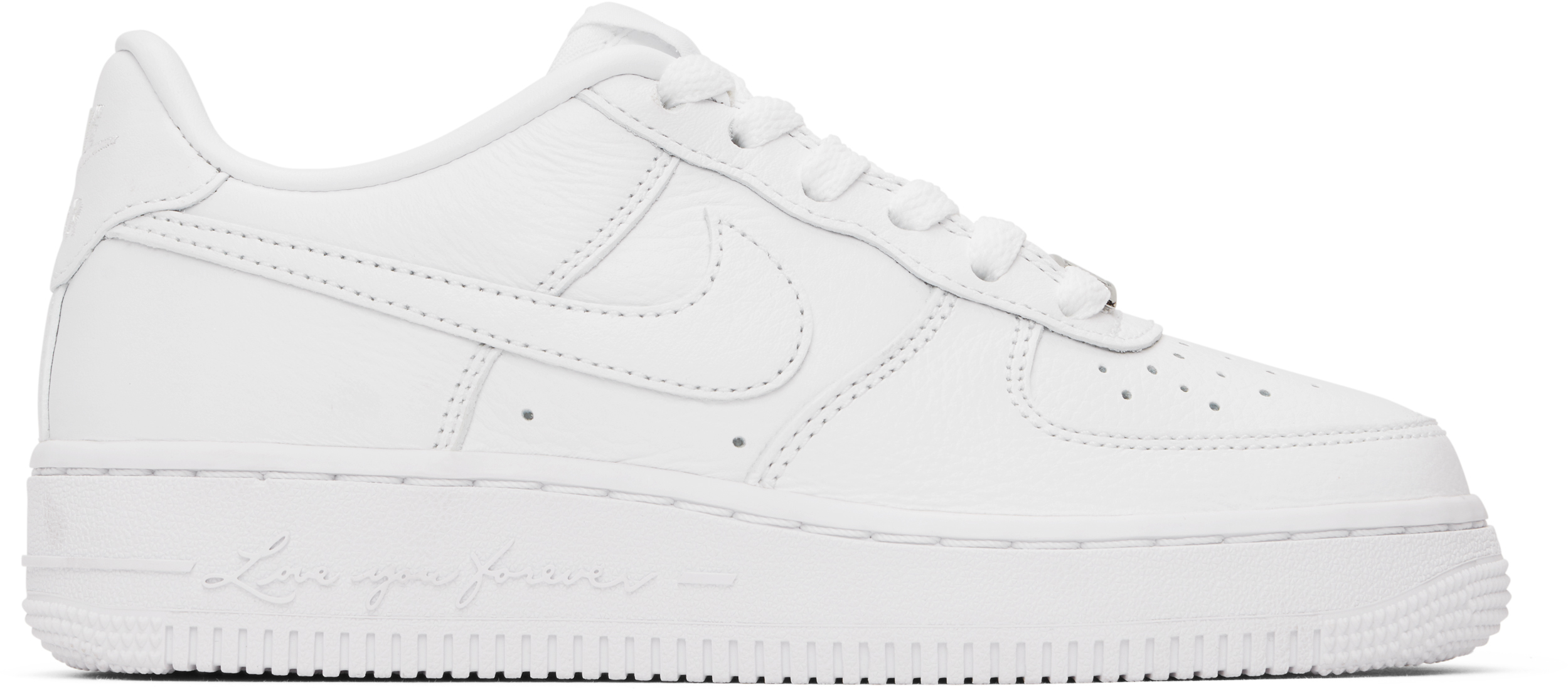 Nike Kids White Nocta Edition Air Force 1 'love You Forever' Trainers In White/white-white