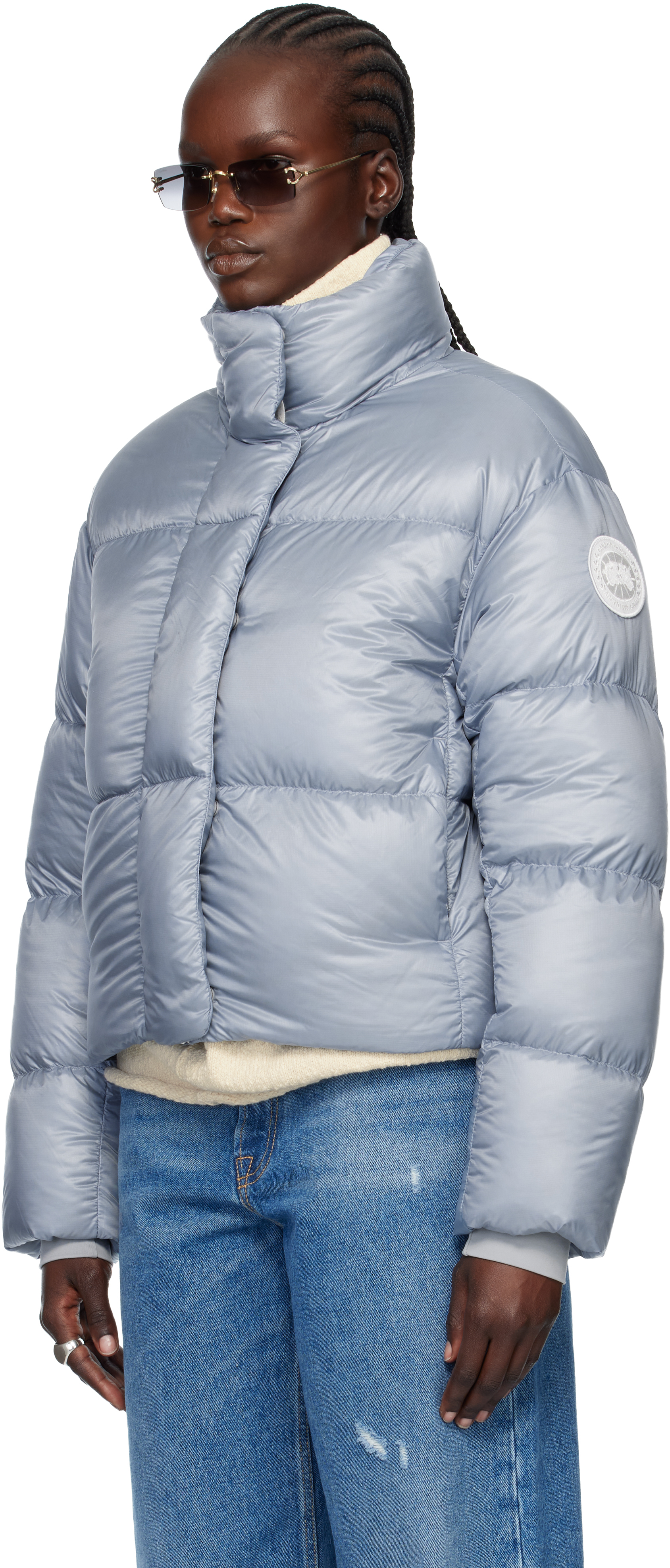 Canada Goose Blue 'white Label' Cypress Cropped Down Jacket In Gray