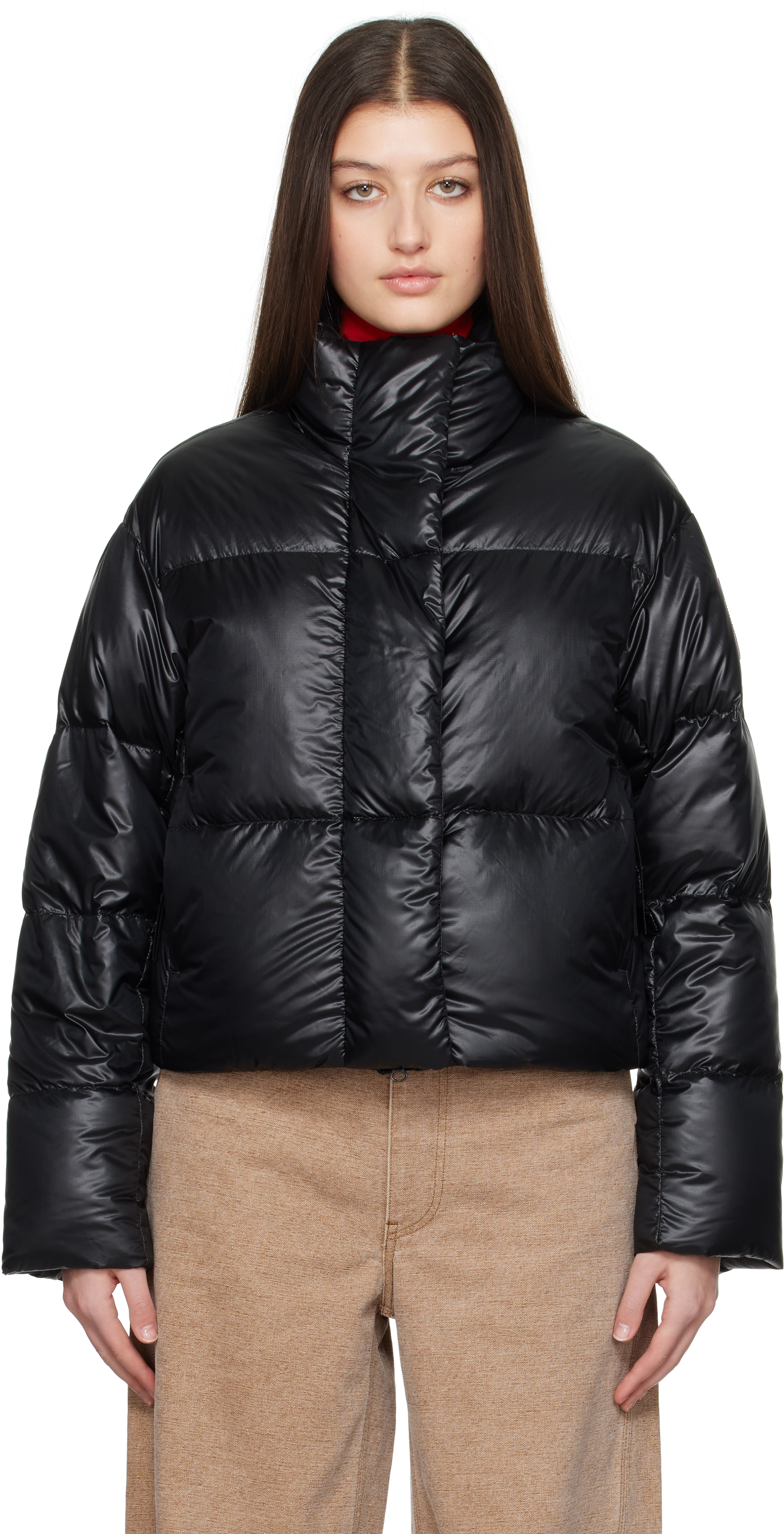 Shop Canada Goose Black Cypress Cropped Down Jacket In 61 Black - Noir