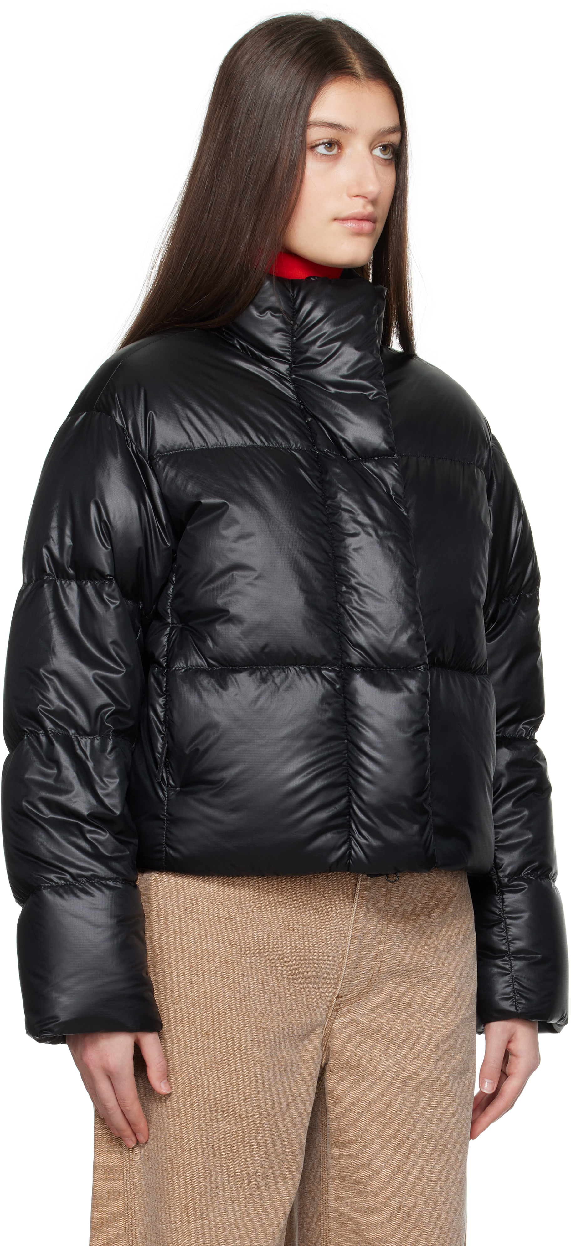 Shop Canada Goose Black Cypress Cropped Down Jacket In 61 Black - Noir