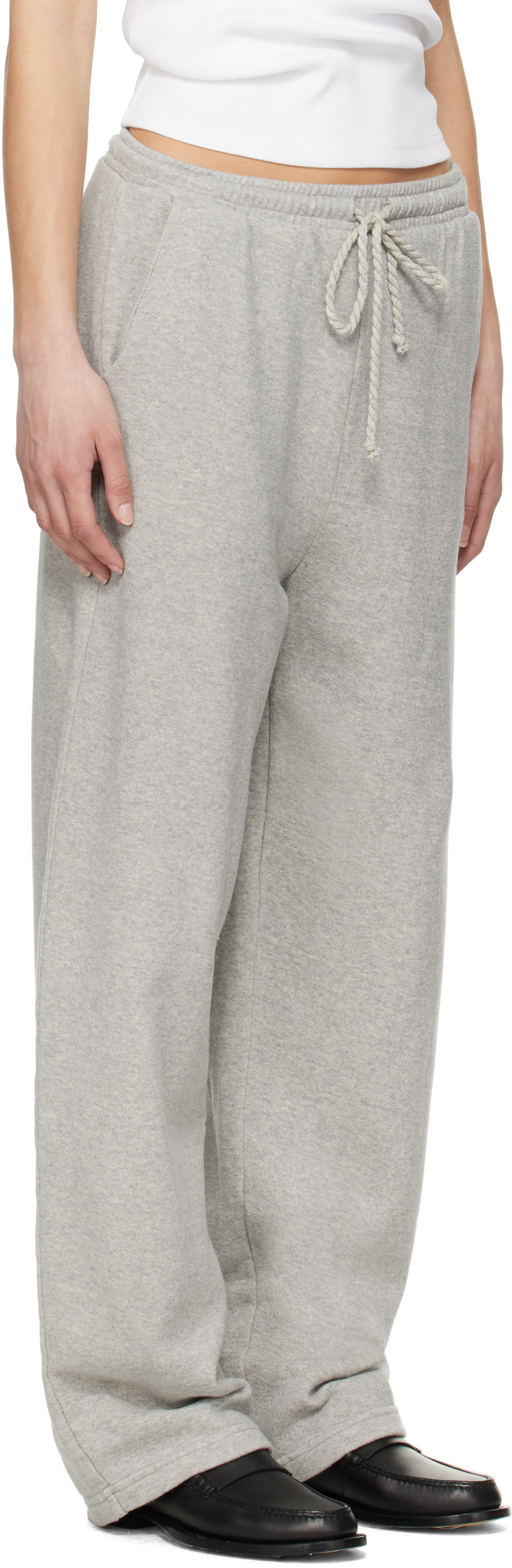Shop The Elder Statesman Gray Daily Wide Leg Sweatpants In 053 Heather Grey