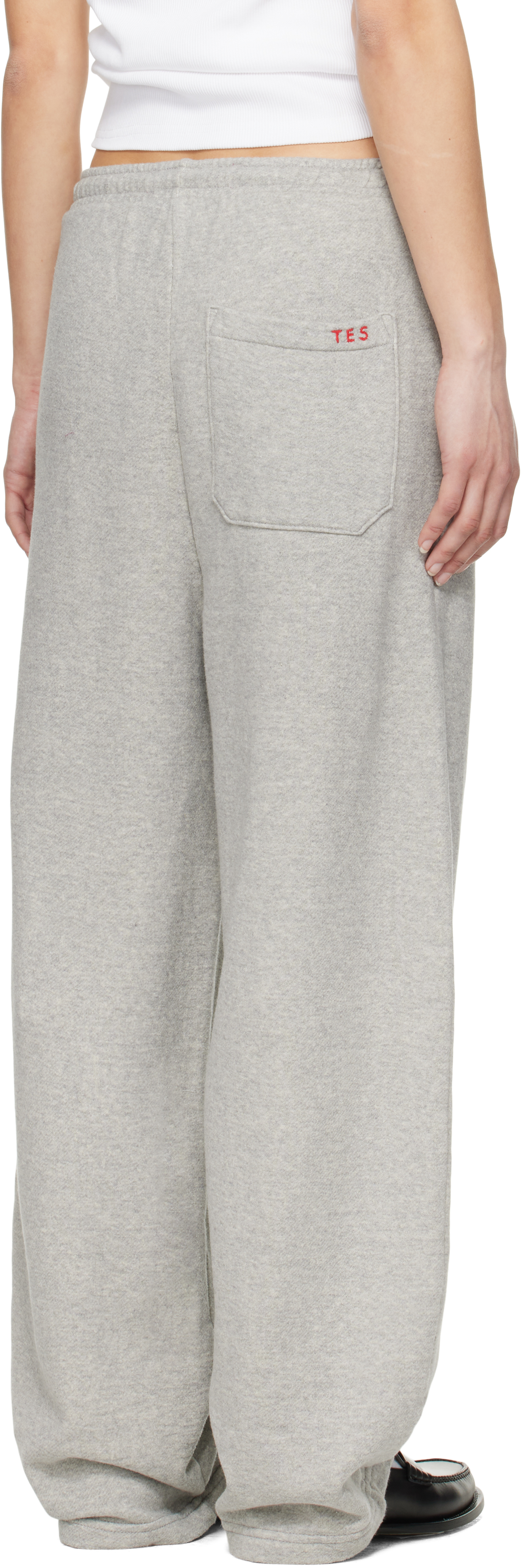 Shop The Elder Statesman Gray Daily Wide Leg Sweatpants In 053 Heather Grey