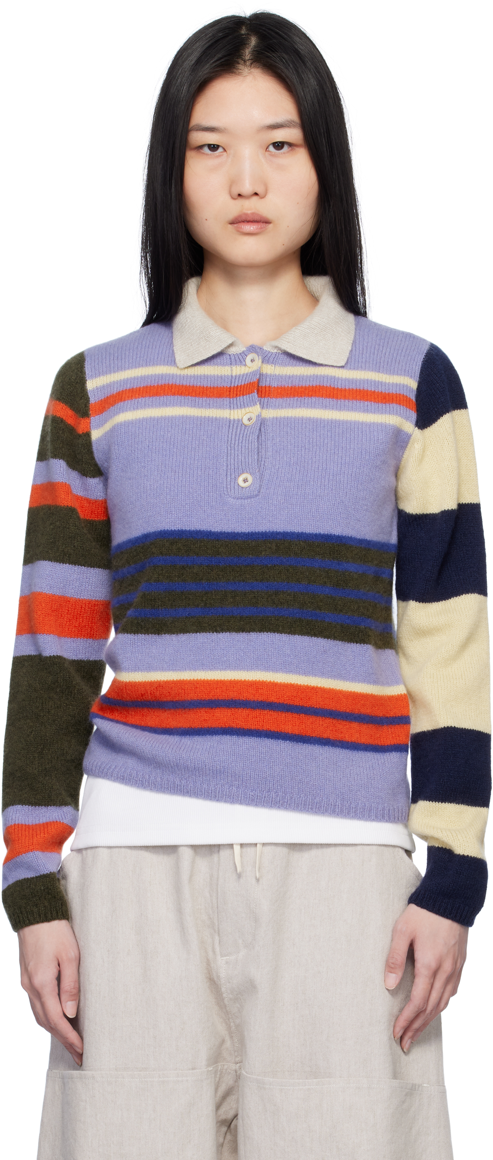 Multicolor Chaos Stripe Fitted Polo