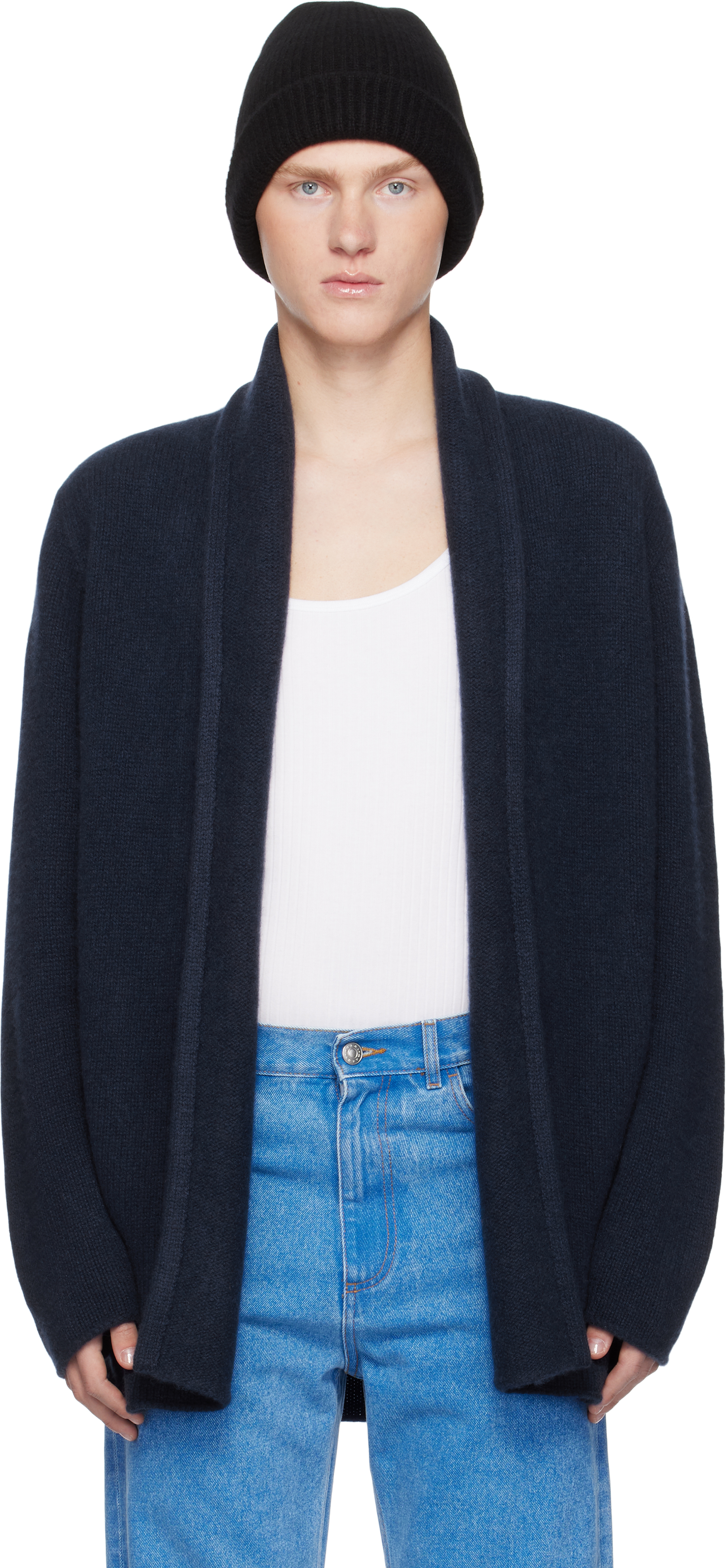 Shop The Elder Statesman Navy Italy Smoking Cardigan