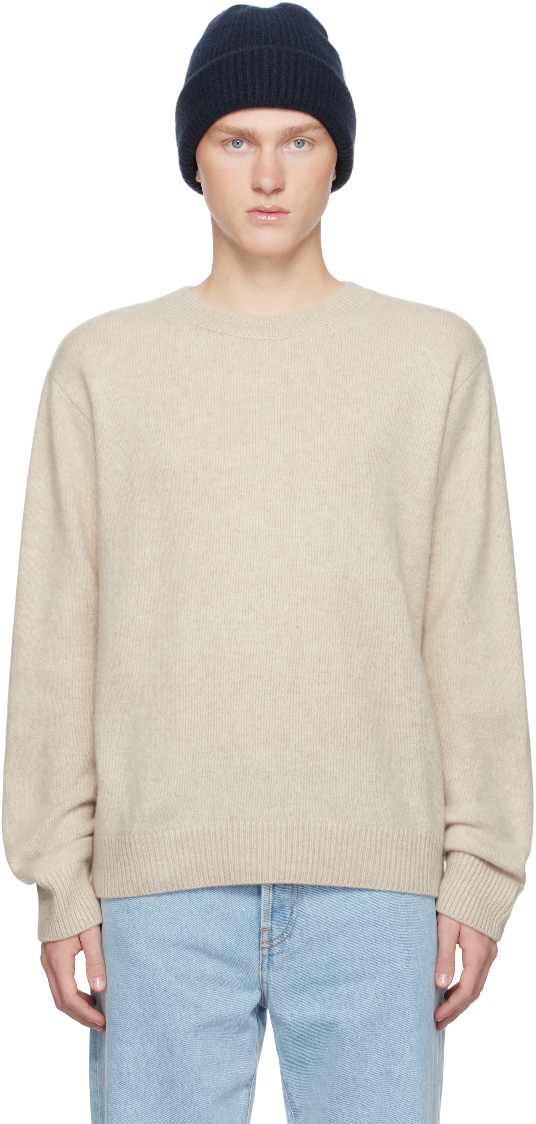 Shop The Elder Statesman White Simple Crew Sweater