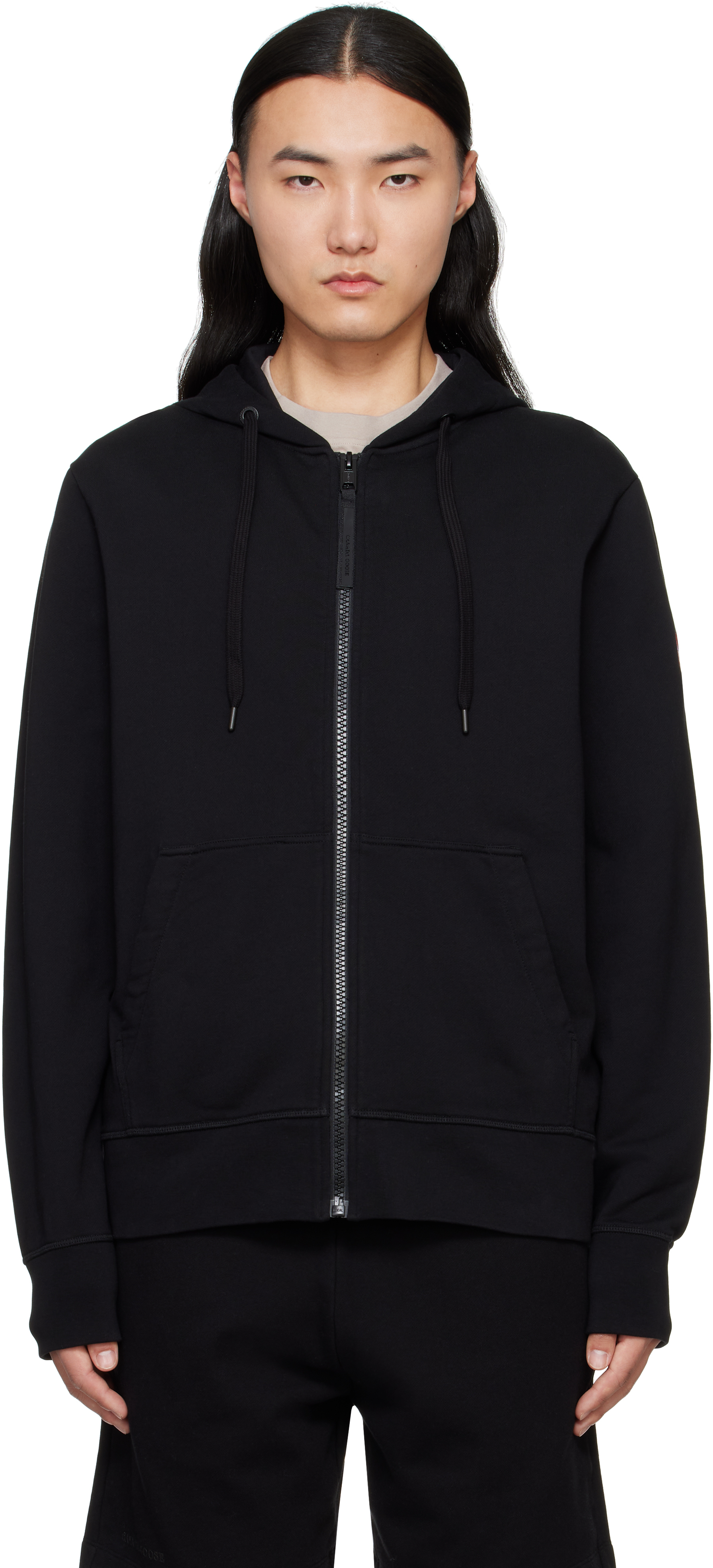 Canada Goose: Black Huron Full Zip Hoodie | SSENSE