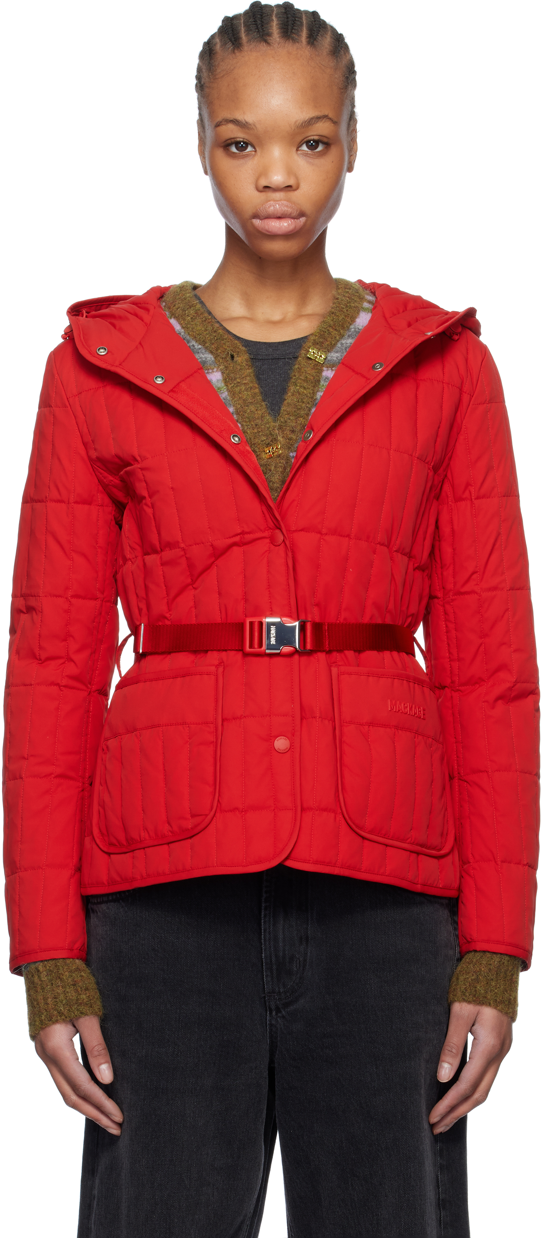 MACKAGE RED RAJA VERTICAL QUILTED LIGHT DOWN JACKET