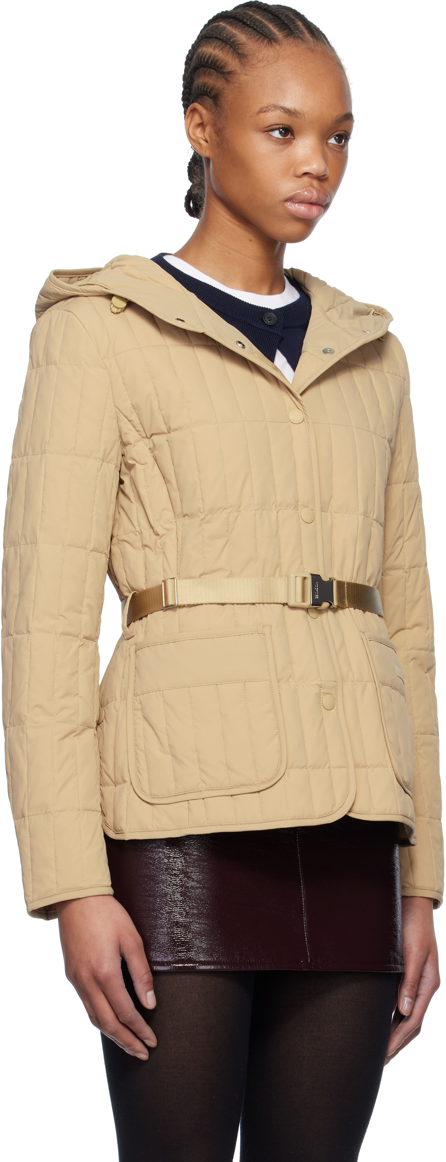 MACKAGE BEIGE RAJA VERTICAL QUILTED LIGHT DOWN JACKET