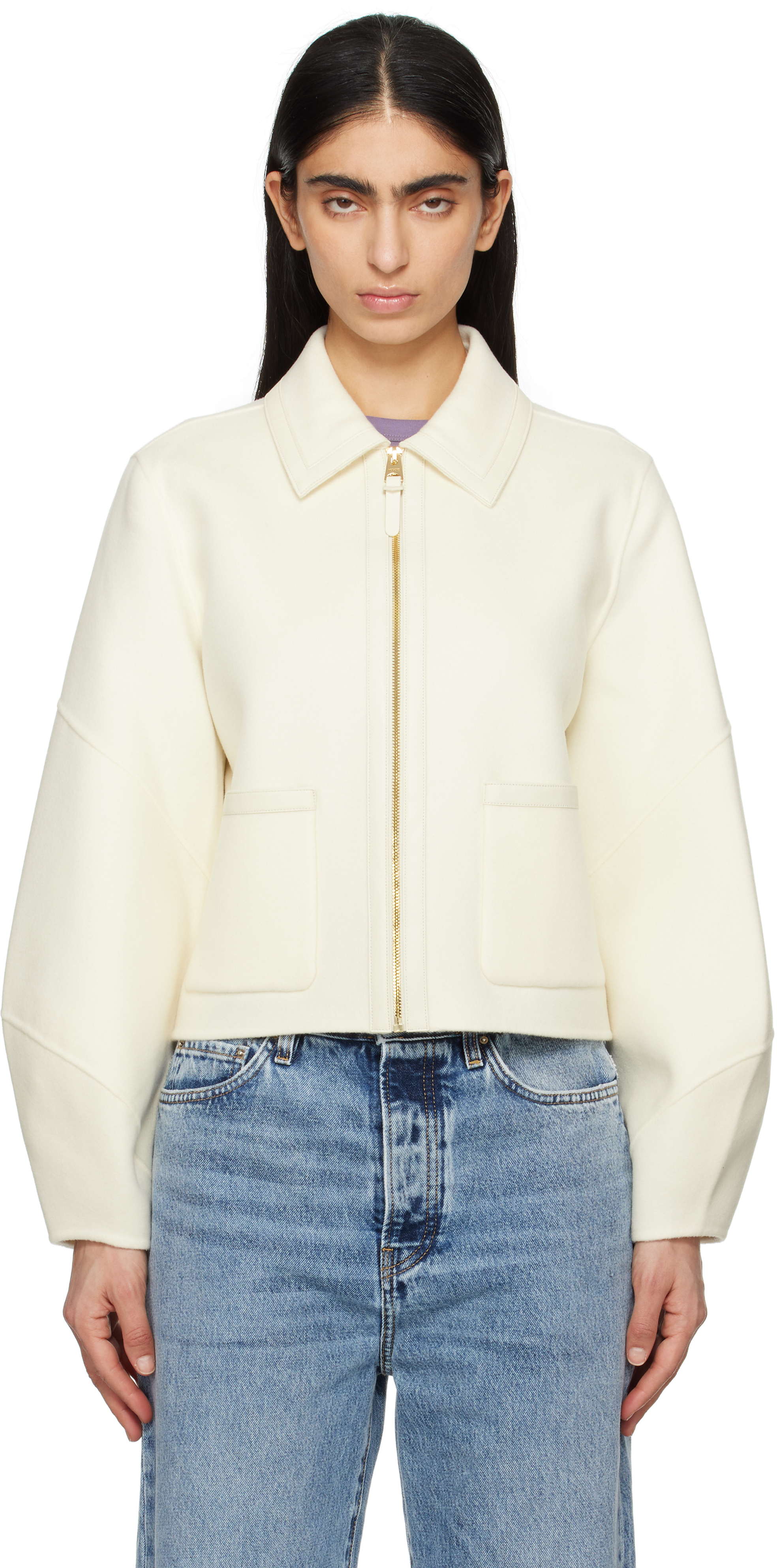 【関税込み】MACKAGE オフホワイト Solana ジャケット Solana, double-face wool balloon sleeved short jacket