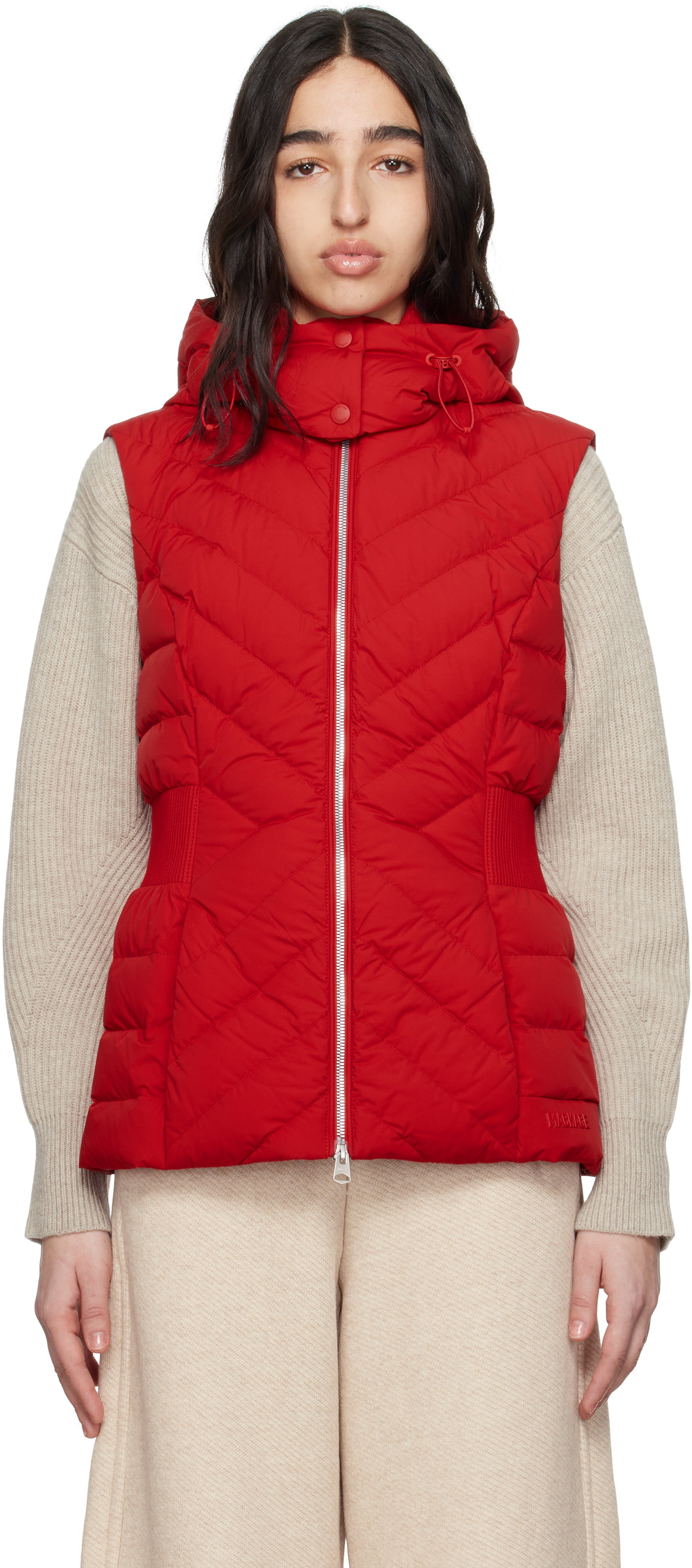 Red Hoshi Hooded Light Down Vest