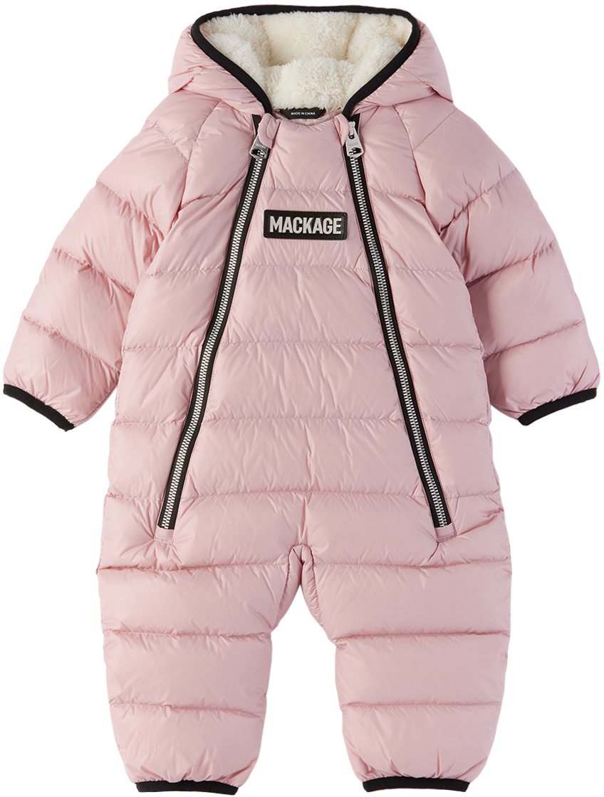 Mackage Baby Pink Bambi Down Snowsuit In Rose