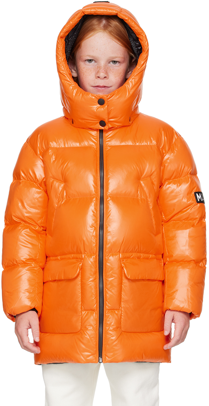 Mackage Kids Orange Kennie Down Coat In Flame