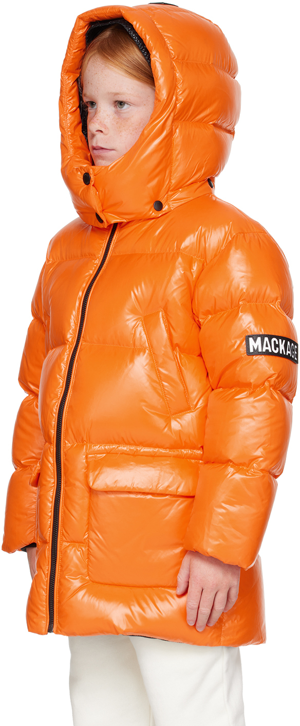 Mackage Kids Orange Kennie Down Coat In Flame
