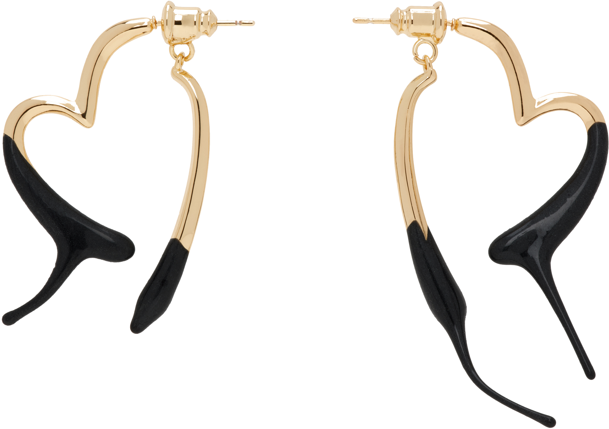 Gold 
Black Heart Earrings