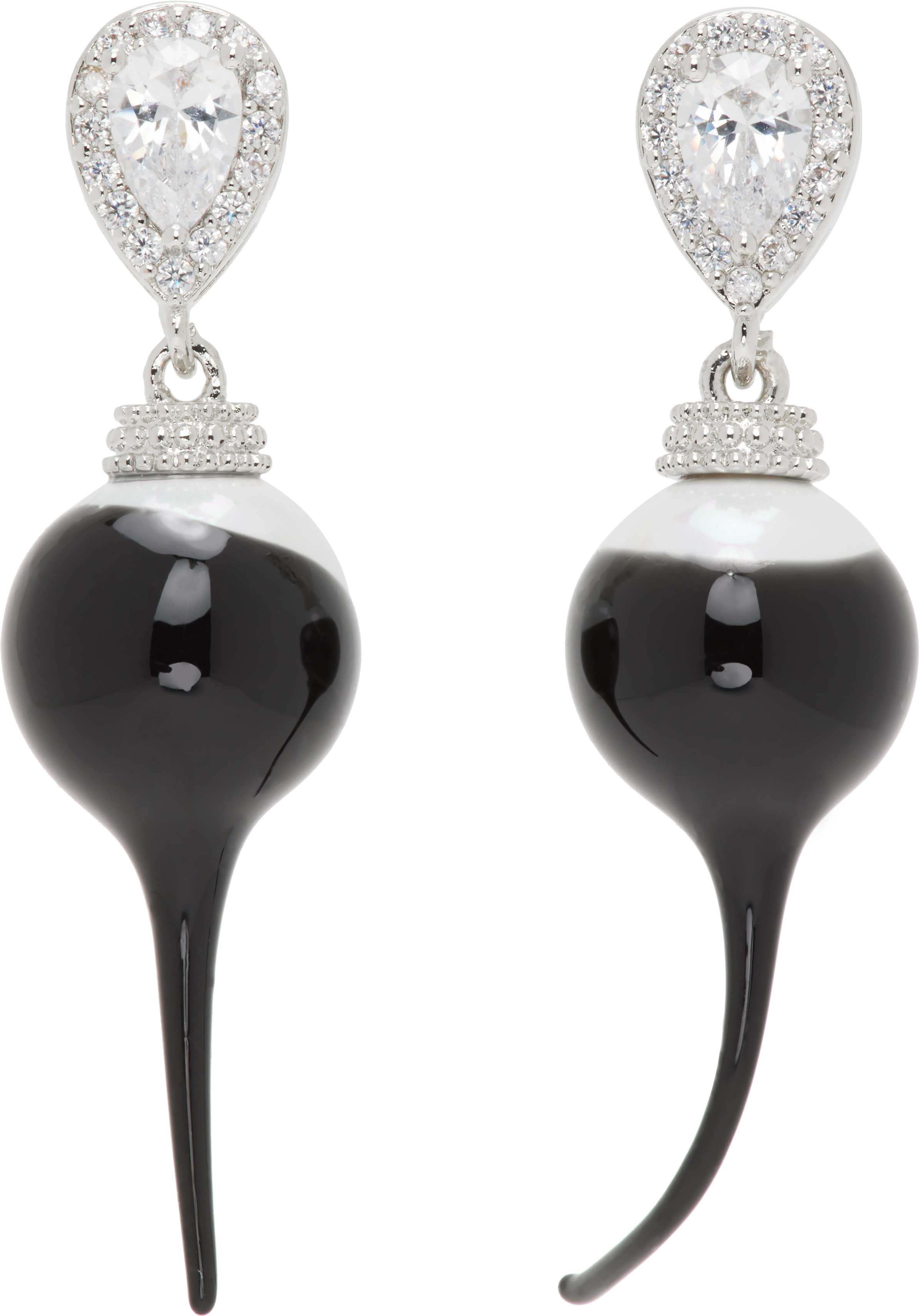 SSENSE Exclusive Silver & Black Diamond Drop Earrings