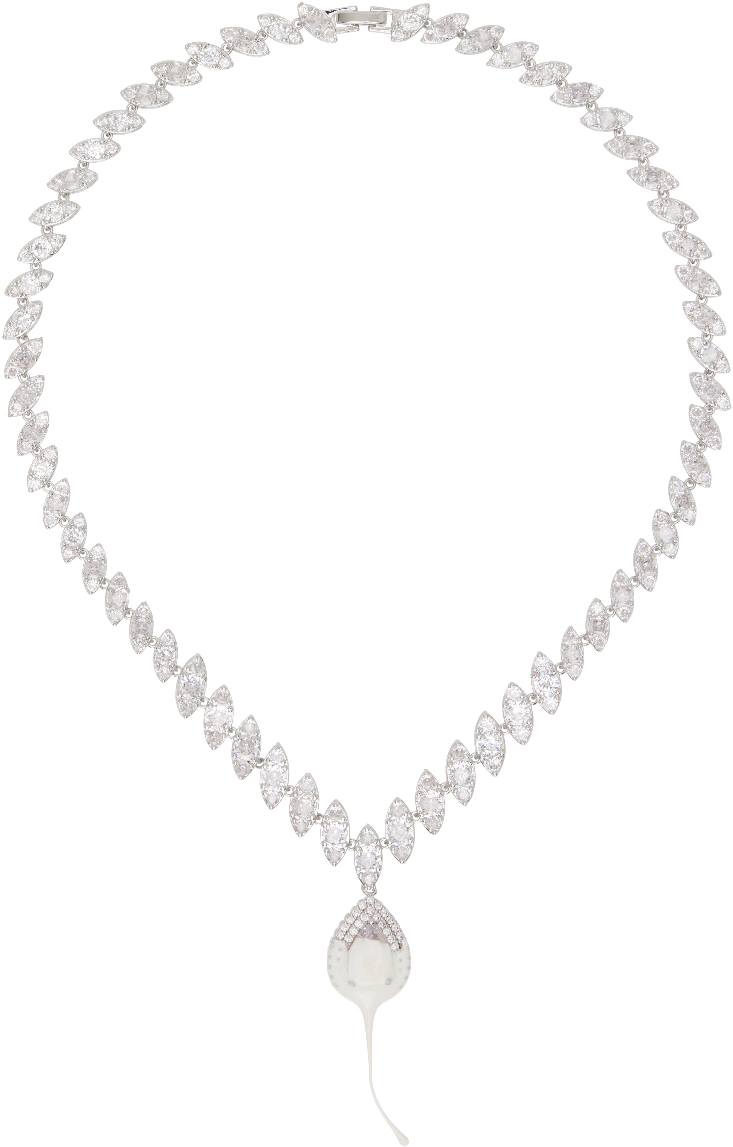 Silver & Beige Diamond Dip Necklace