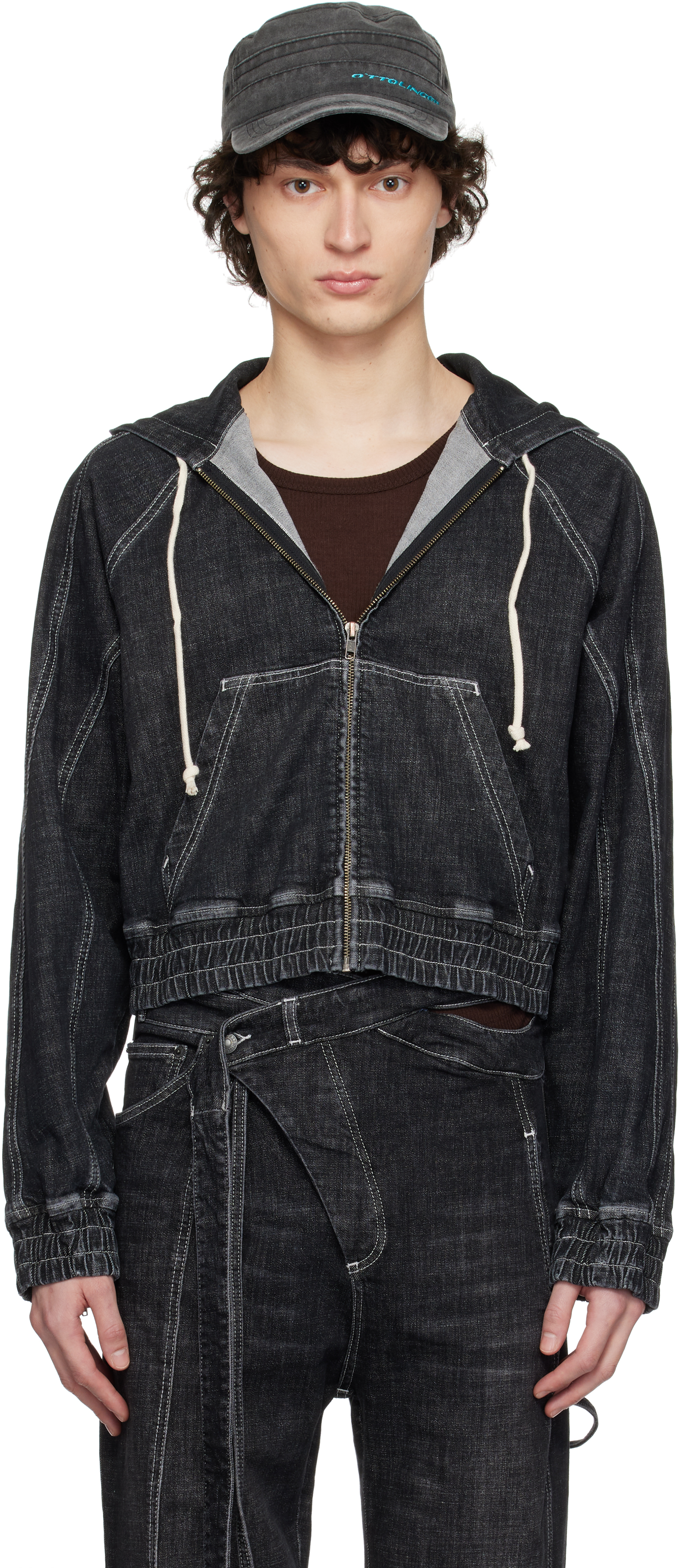 Black Multiline Denim Jacket