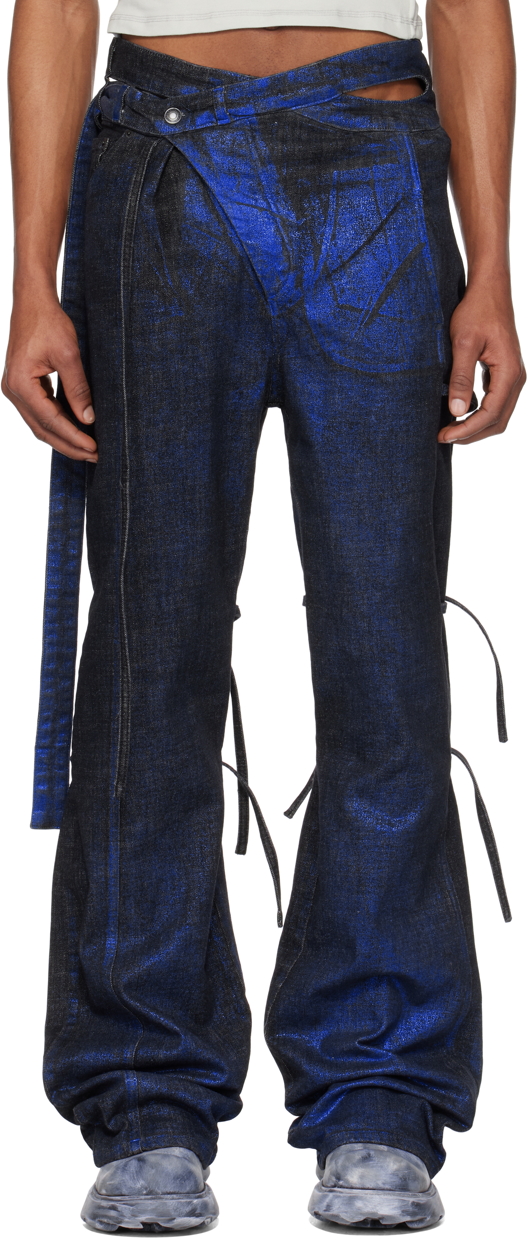 SSENSE Exclusive Black & Blue Signature Wrap Jeans