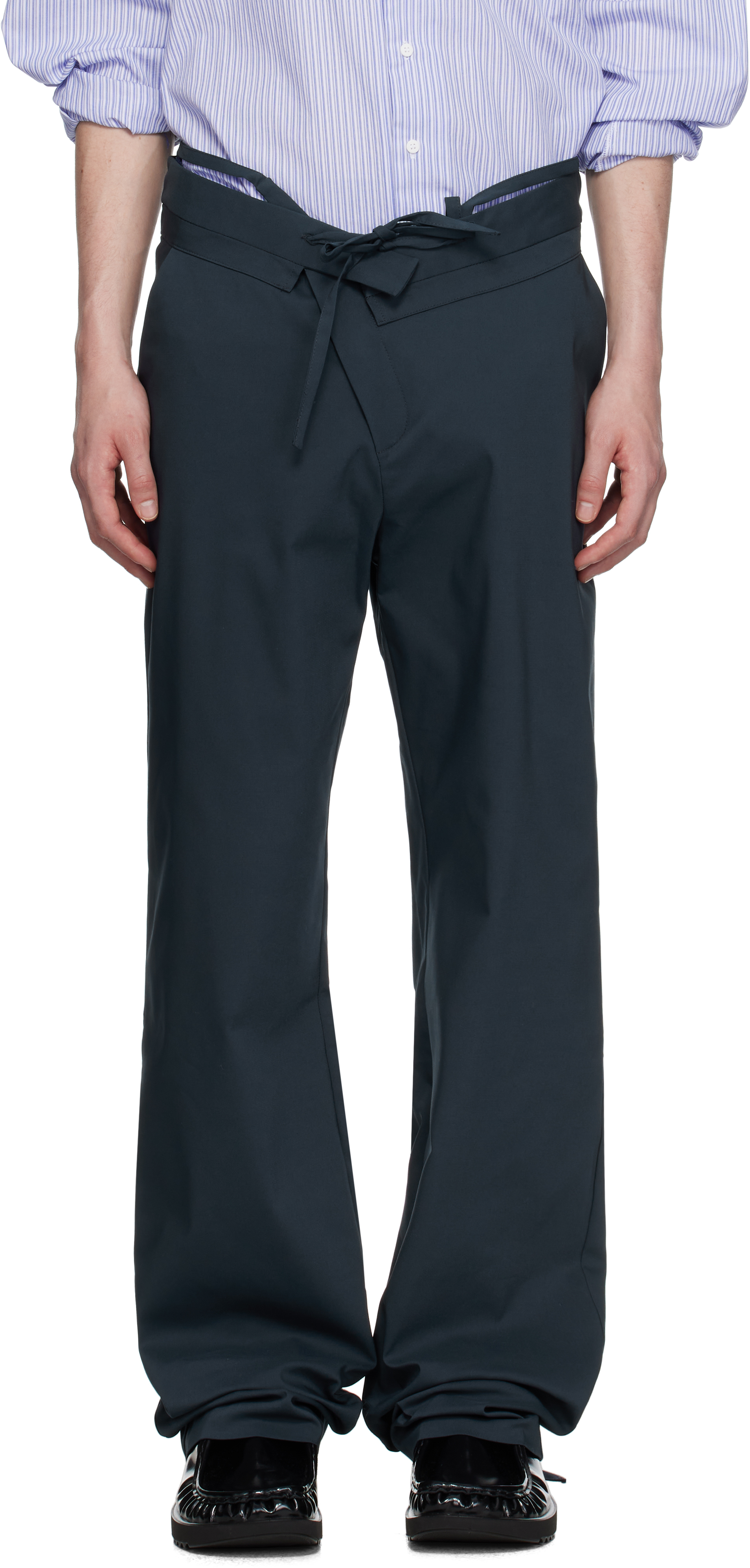 Navy Double Fold Suit Trousers