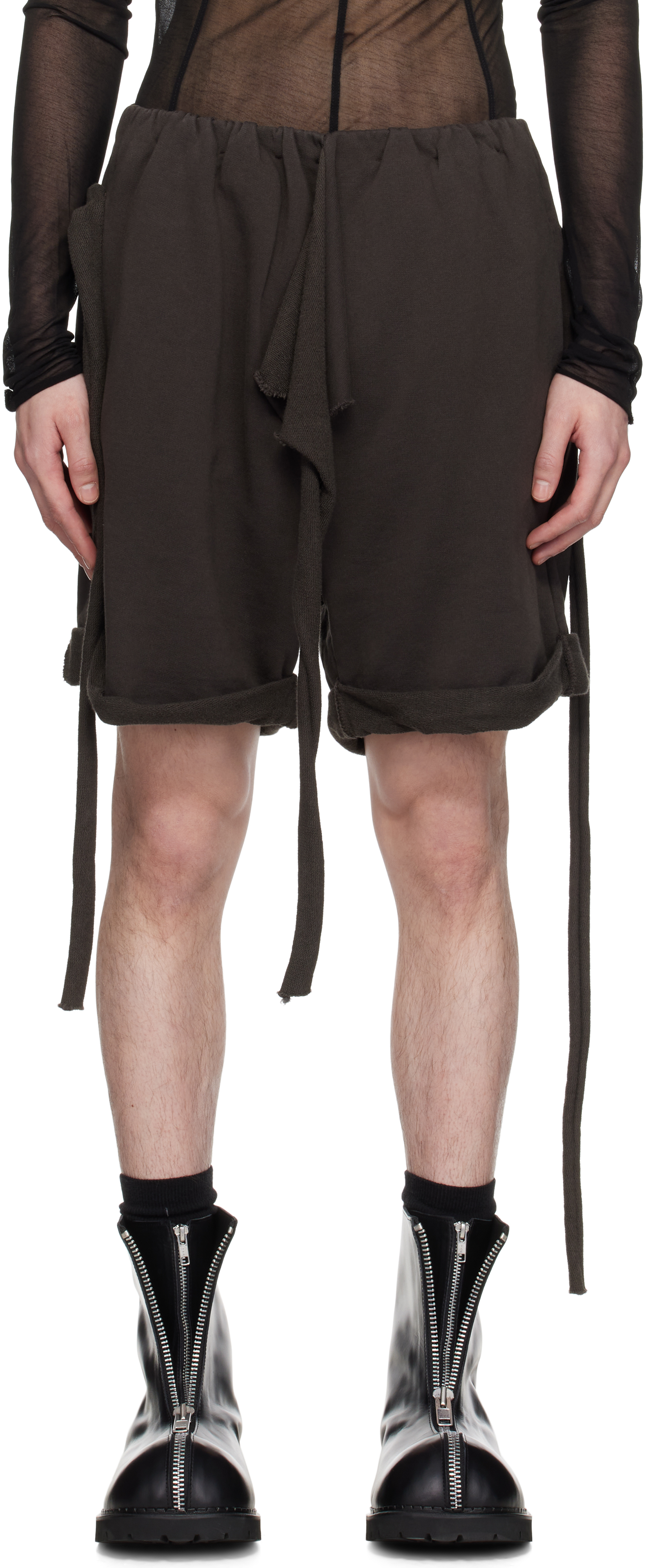 Brown Otto Rolled Track Shorts