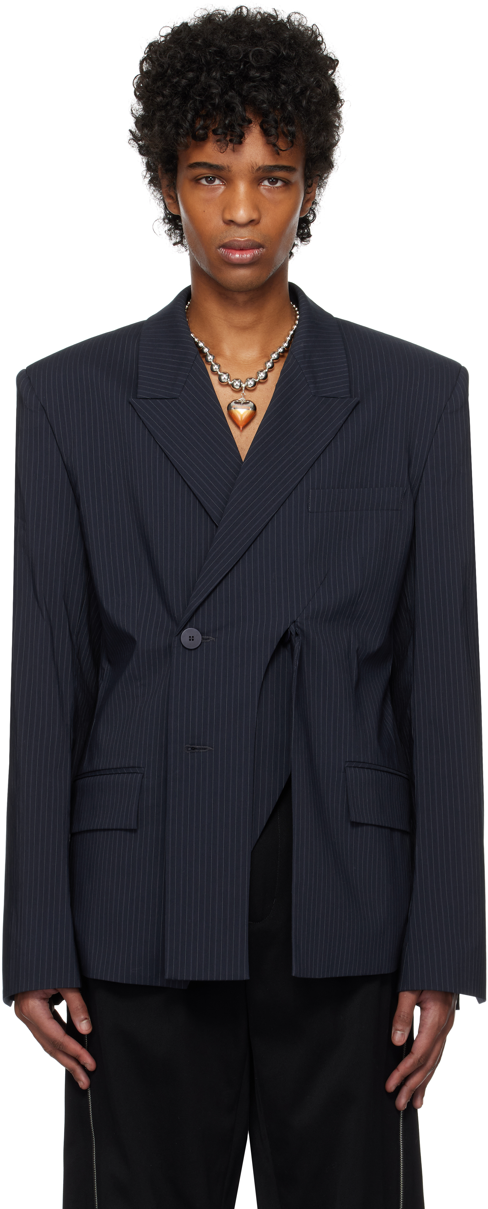 Navy Oversize Split Blazer