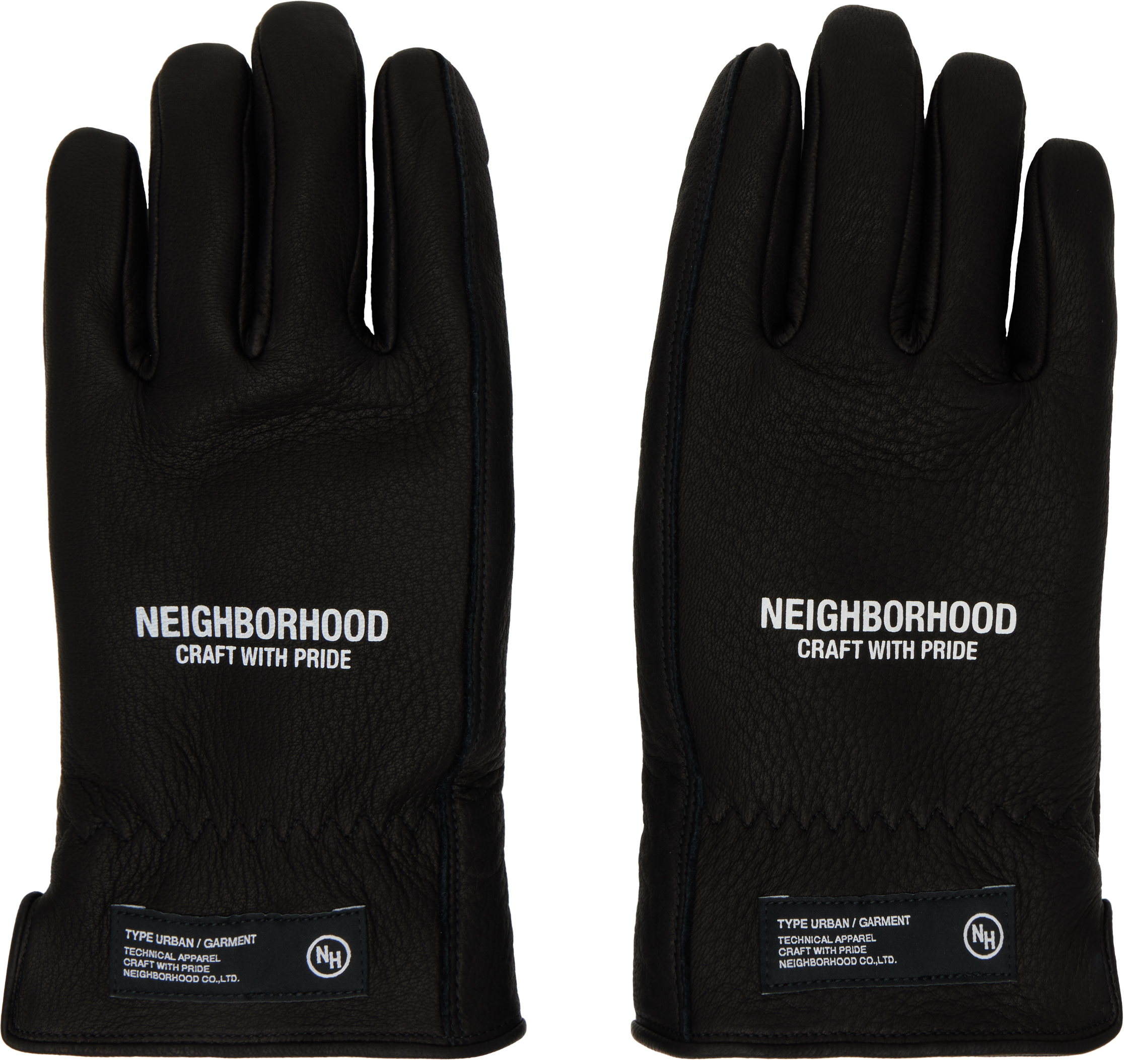 Black Leather Boa Gloves