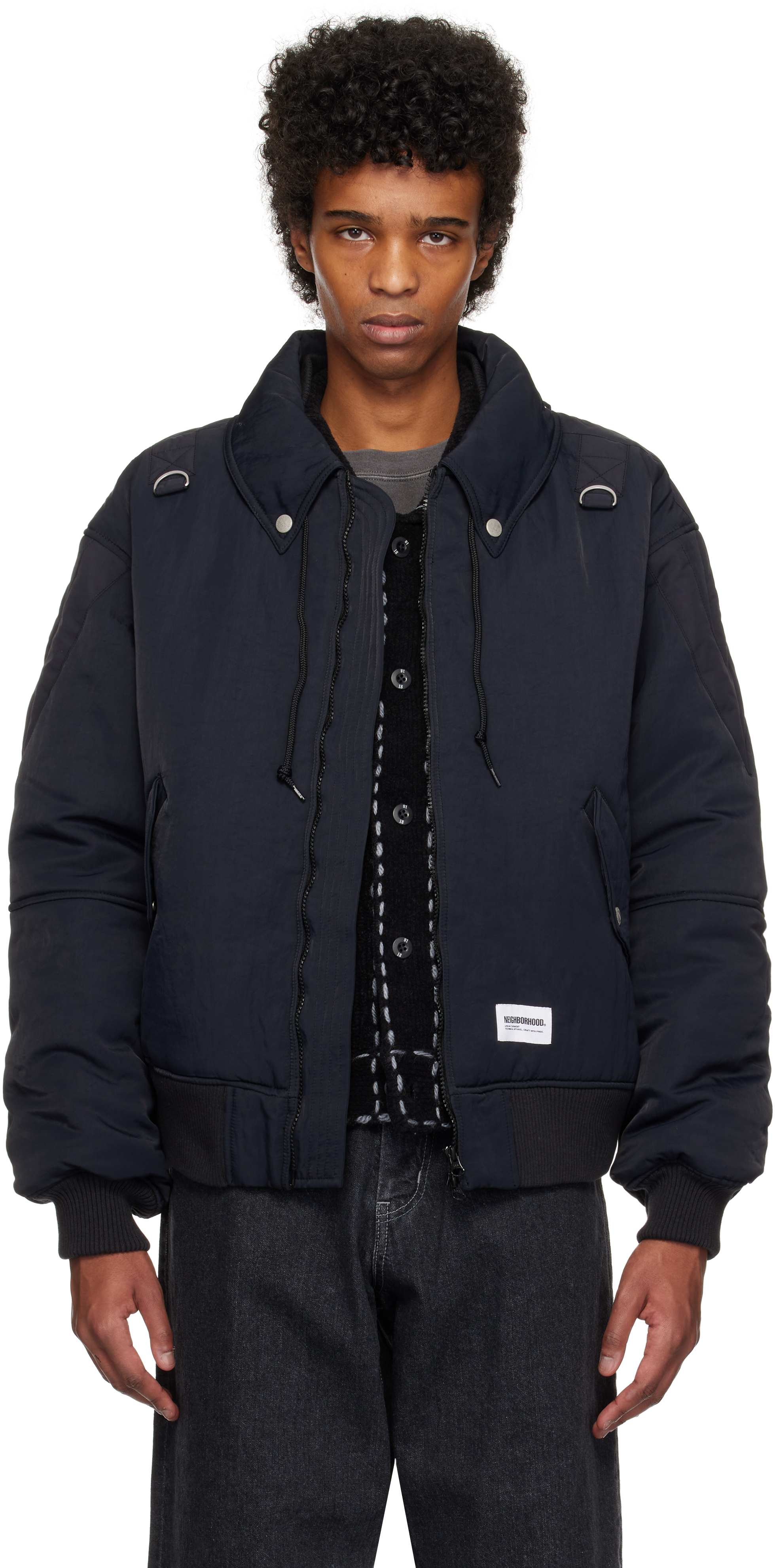 Black Sailing Padded Bomber Jacket