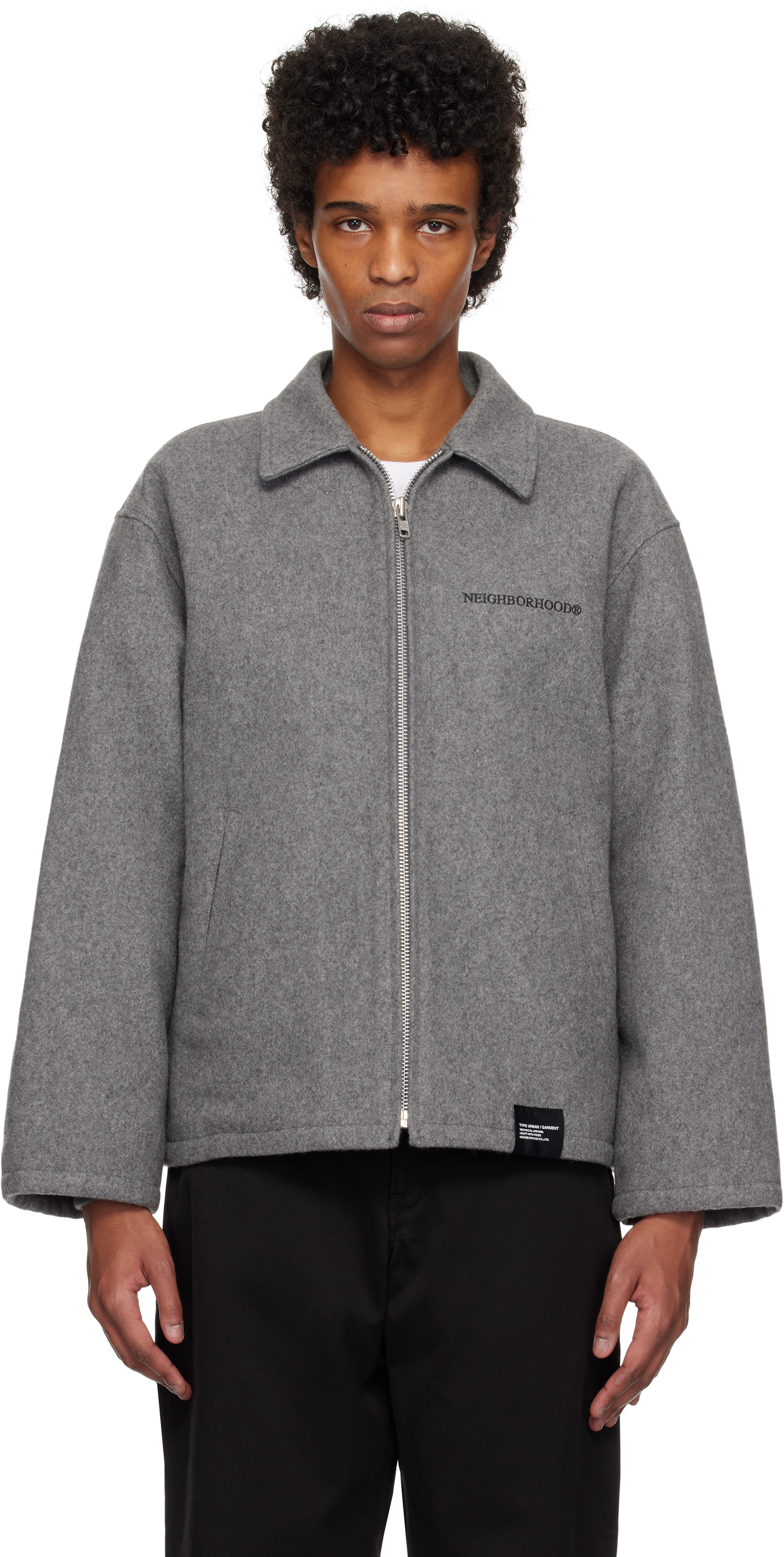 Gray Melton Zip Work Jacket