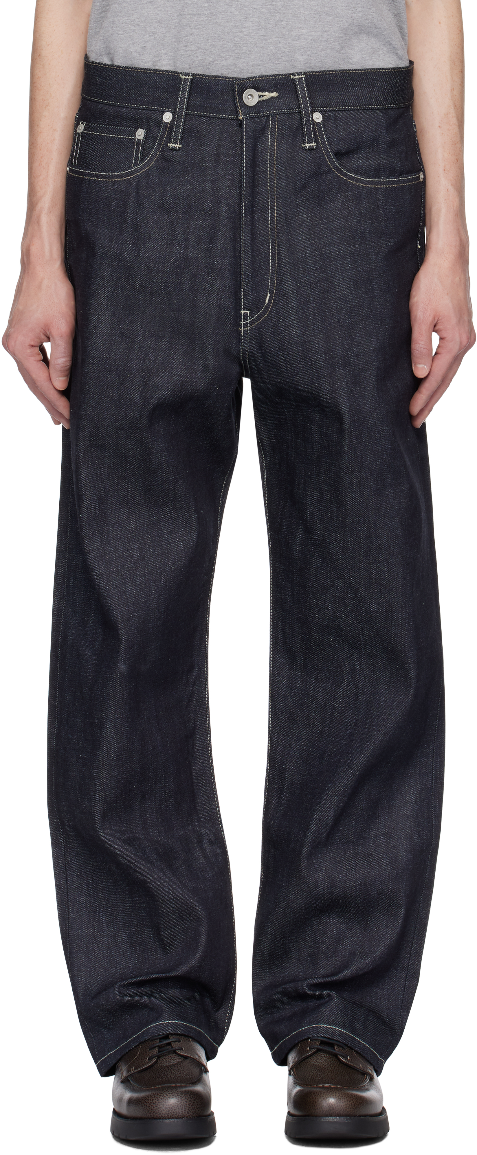 Navy Rigid DP Basic Jeans