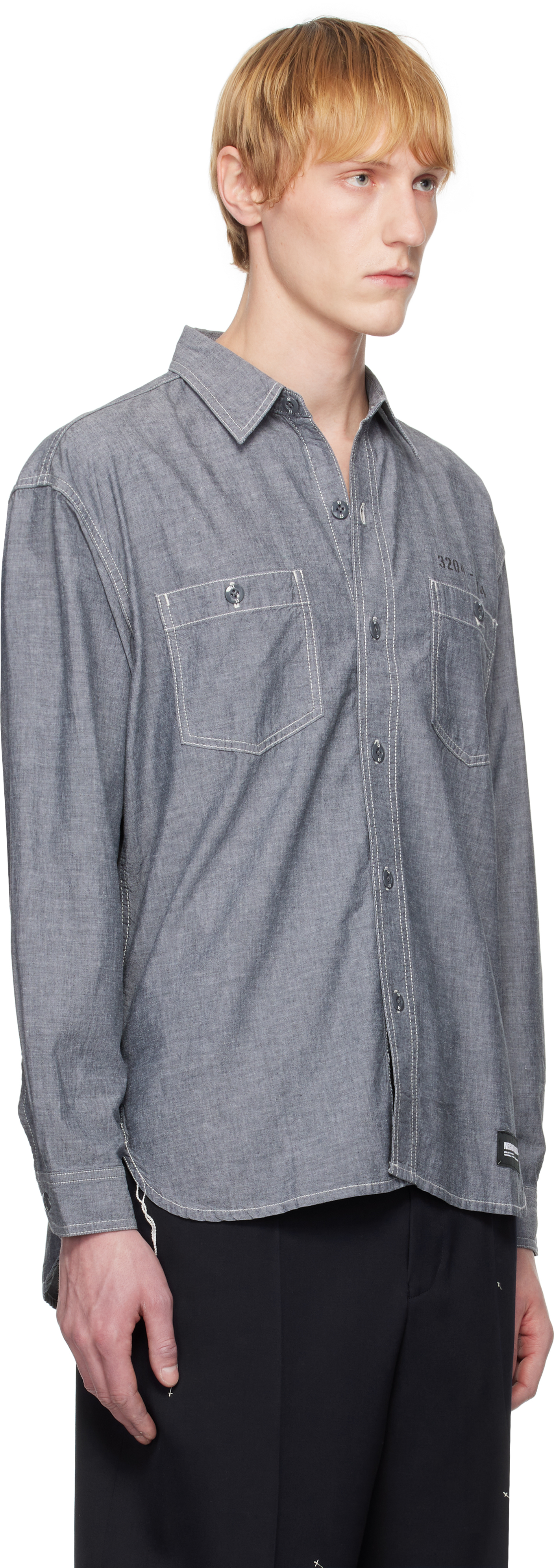 Shop Neighborhood Black Chambray Ls Shirt