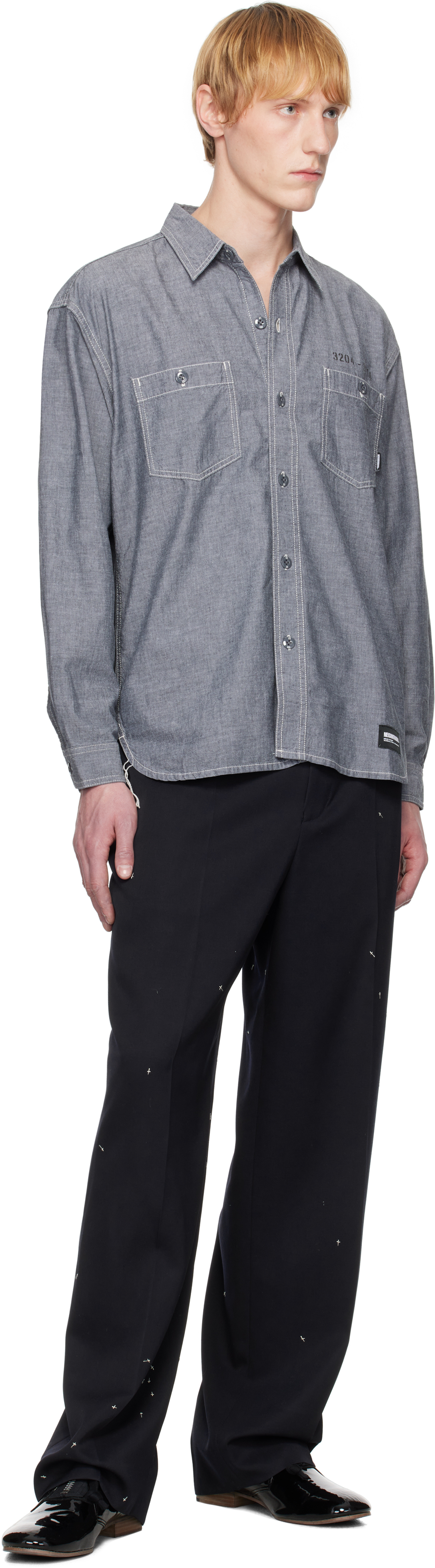 Shop Neighborhood Black Chambray Ls Shirt