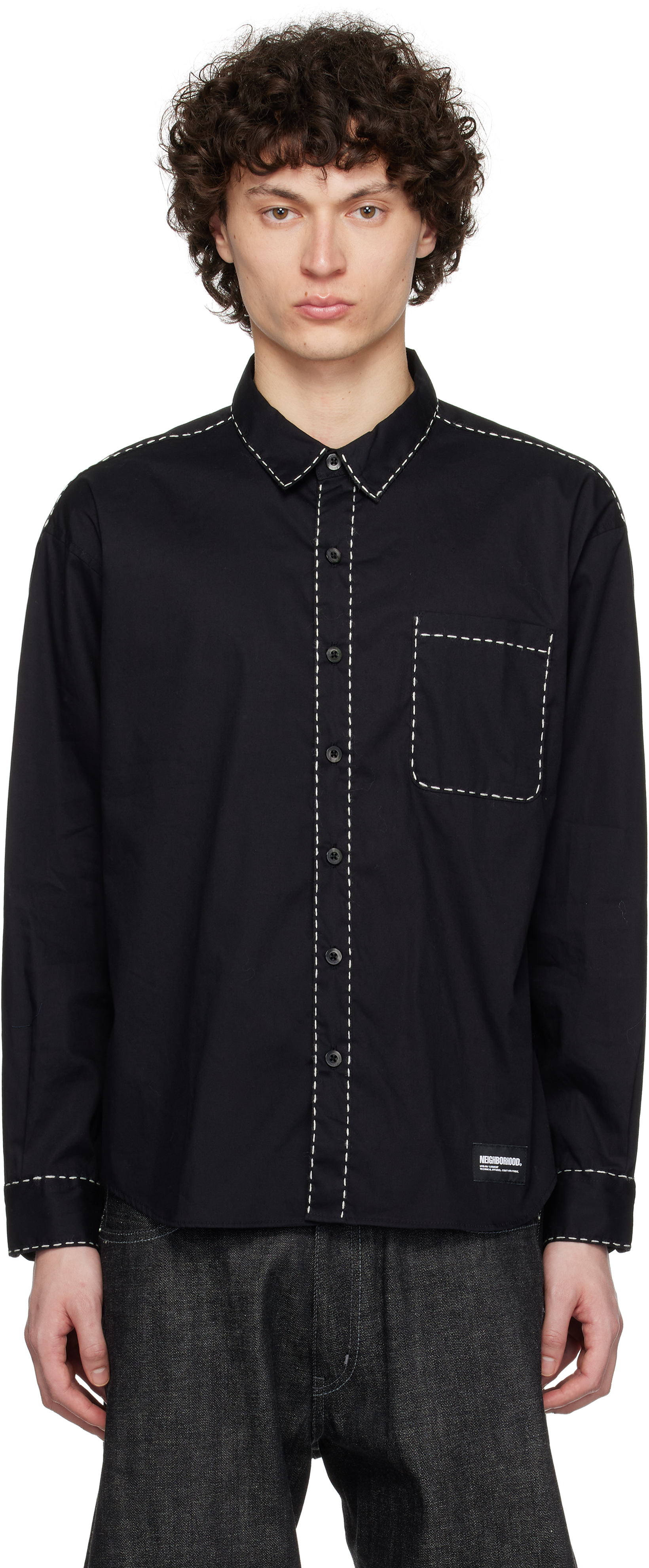 NEIGHBORHOOD BLACK HAND STITCHING LS SHIRT