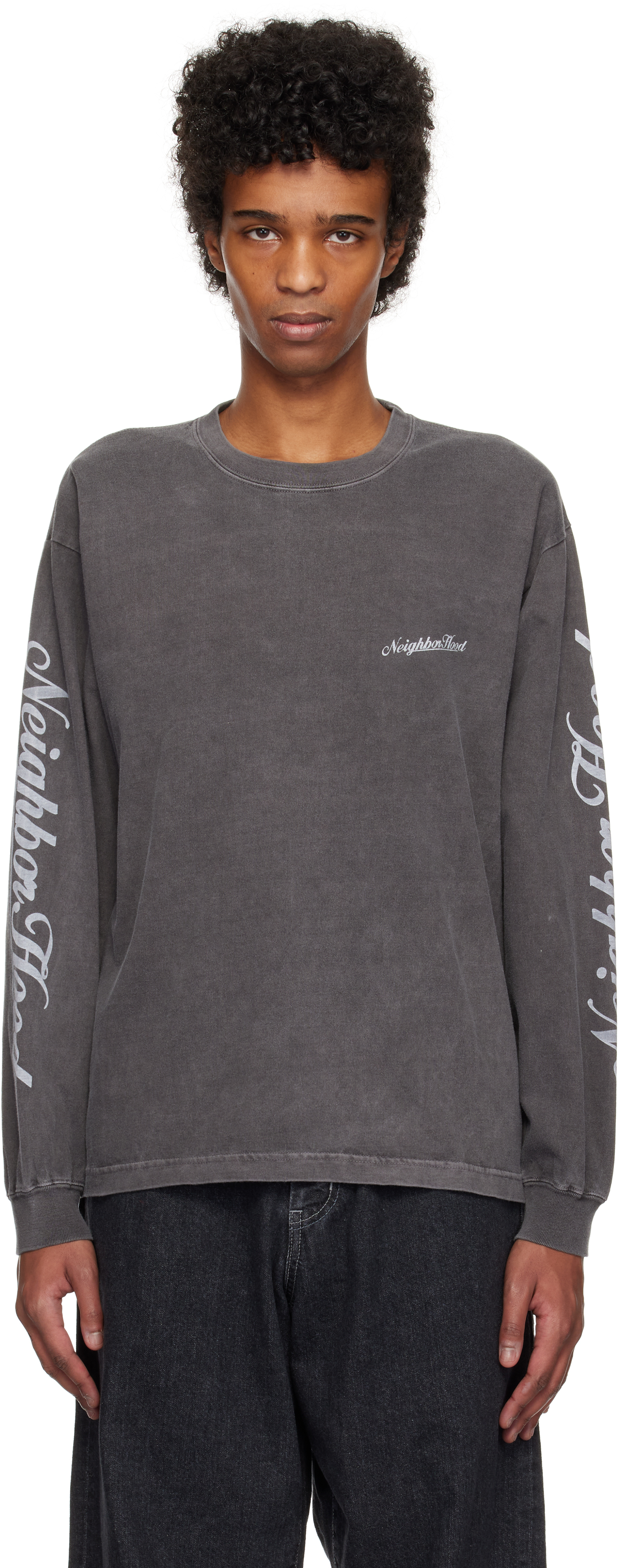 Neighborhood Gray Nh Ls-12 T-shirt In Black