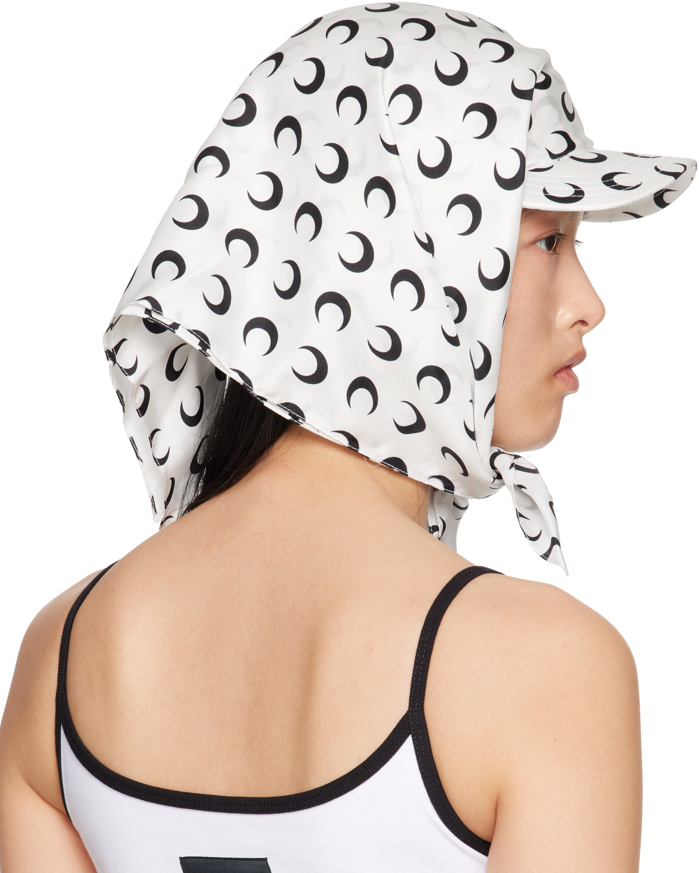 Marine Serre Ssense Exclusive White & Black Regenerated Silk Veiled Cap In Wh00 Optical White