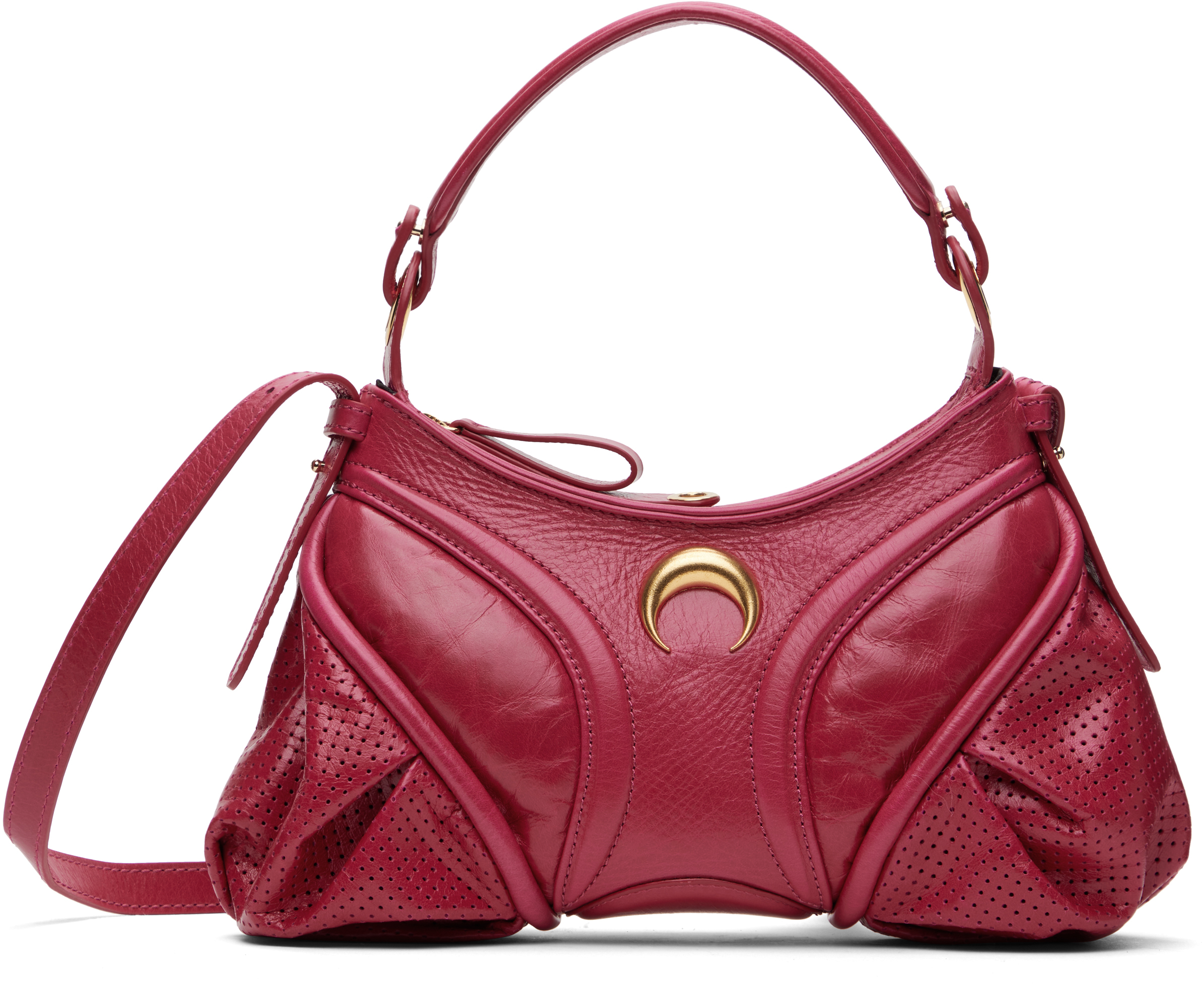 Pink Glossy Leather Futura Mini Bag by Marine Serre on Sale