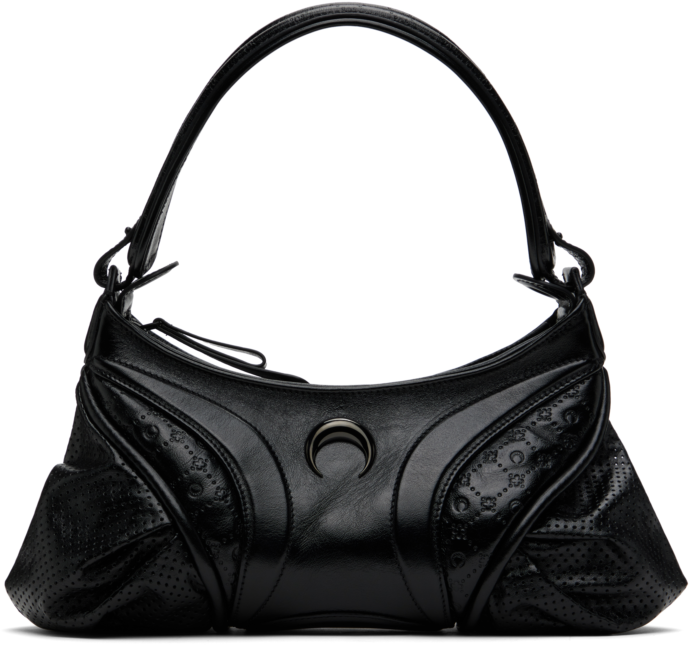 Black Moonogram Embossed Leather Futura Bag