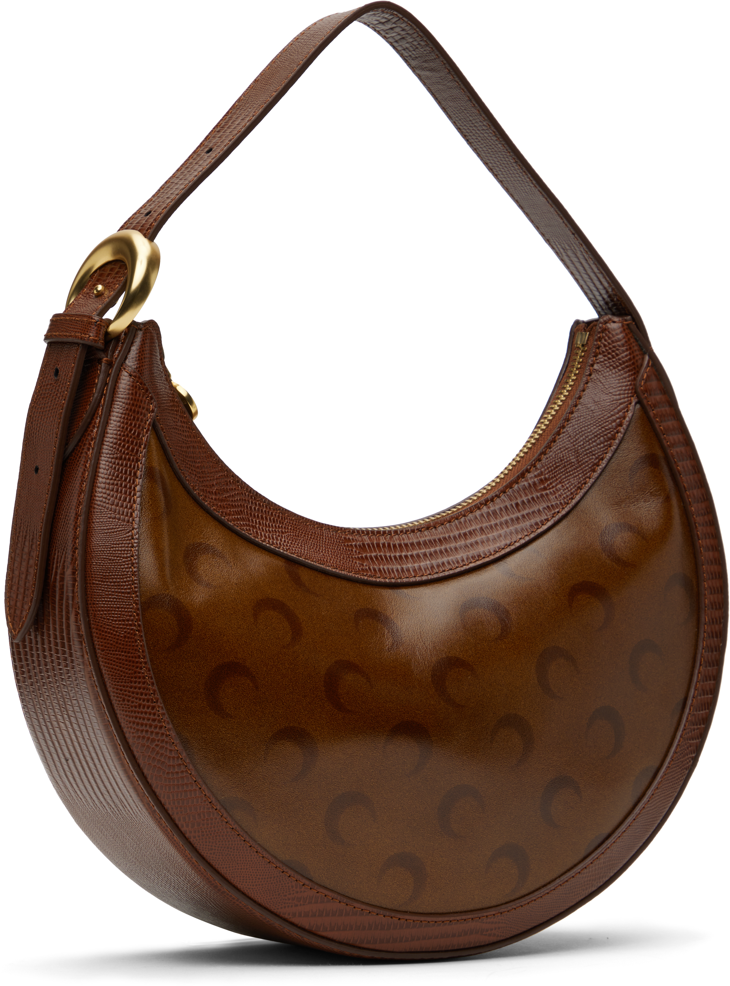 MARINE SERRE BROWN MOON AIRBRUSHED LEATHER ECLIPS BAG