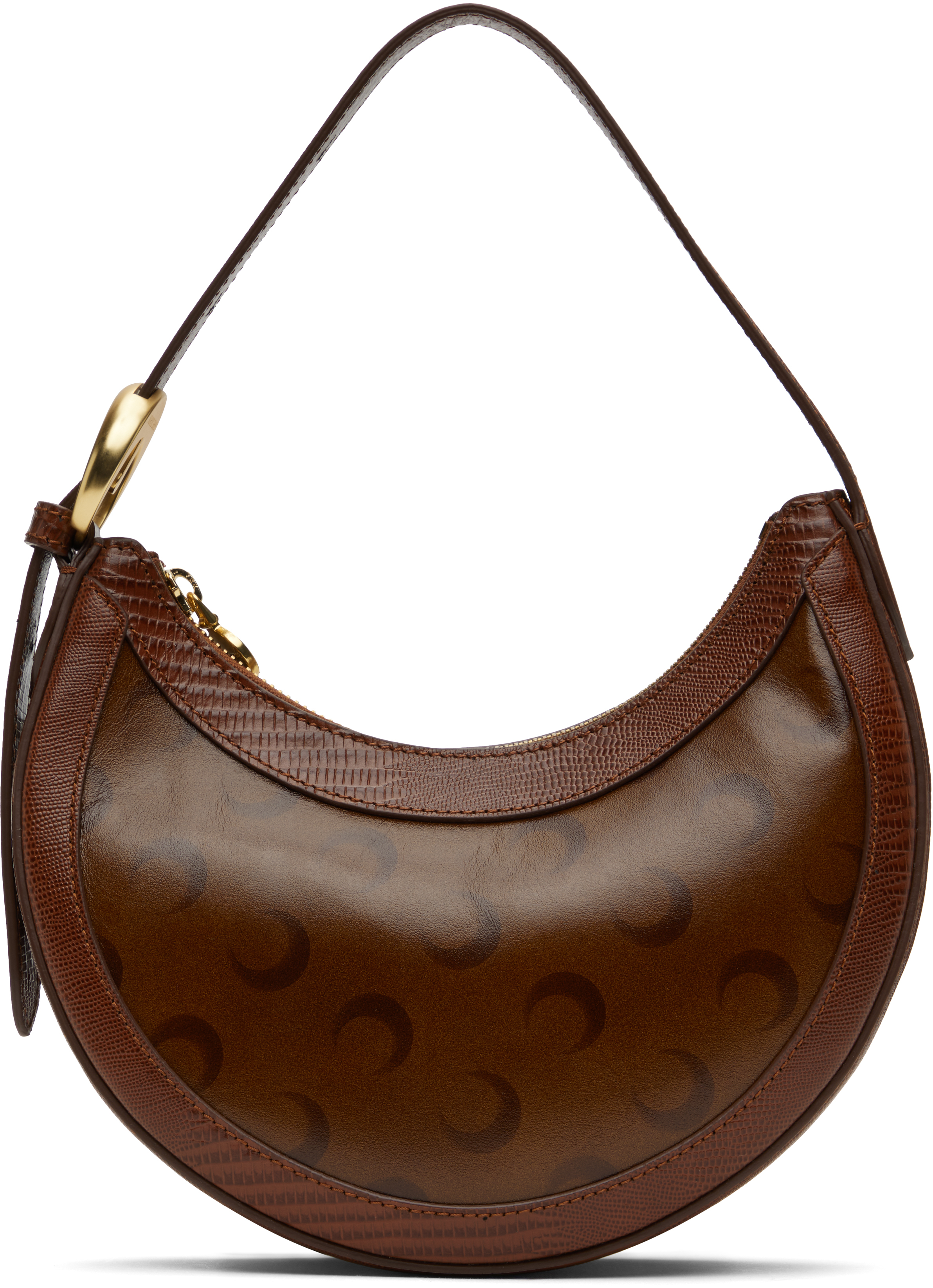 Marine Serre Brown Moon Airbrushed Leather Eclips Mini Bag