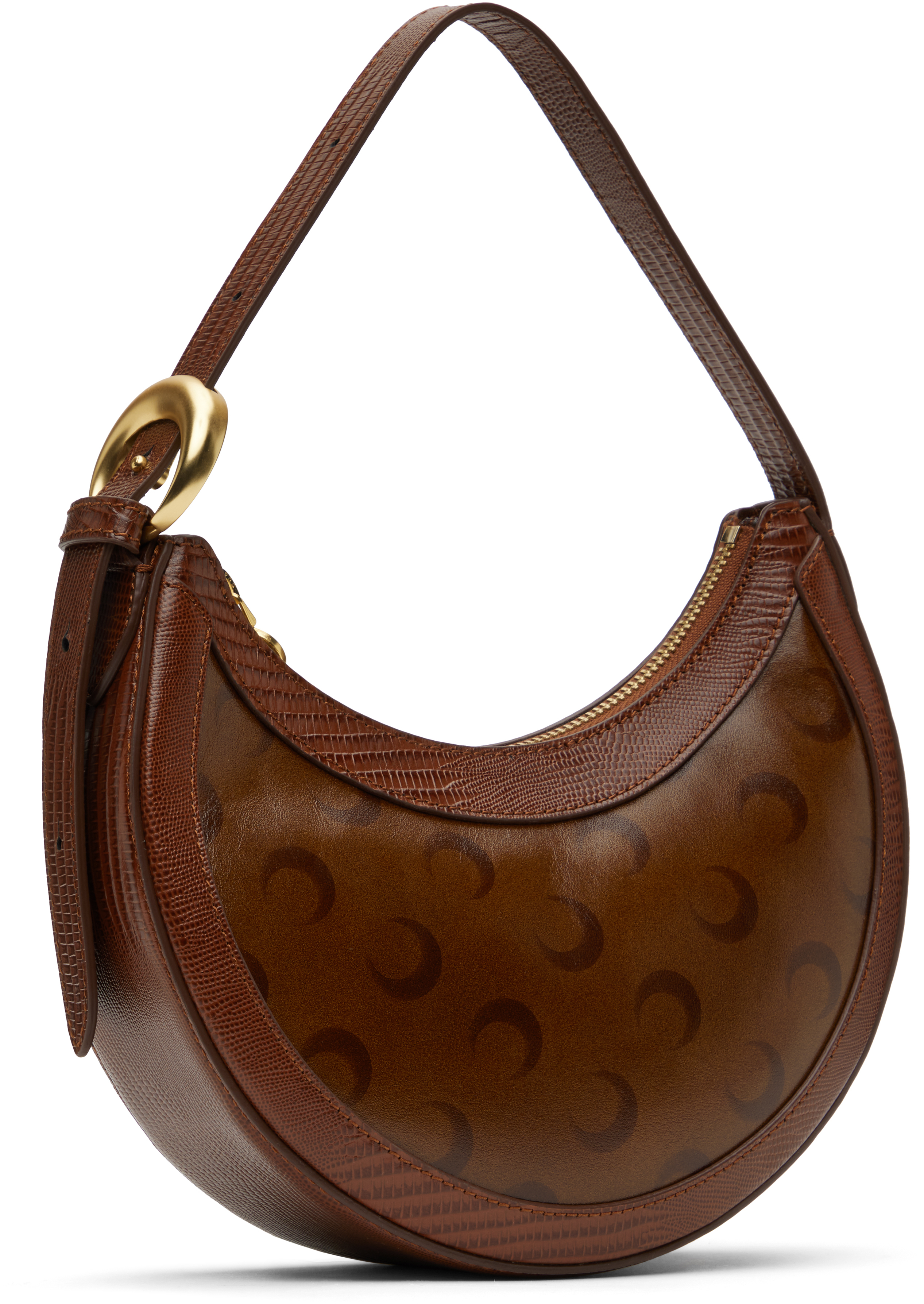 Shop Marine Serre Brown Moon Airbrushed Leather Eclips Mini Bag