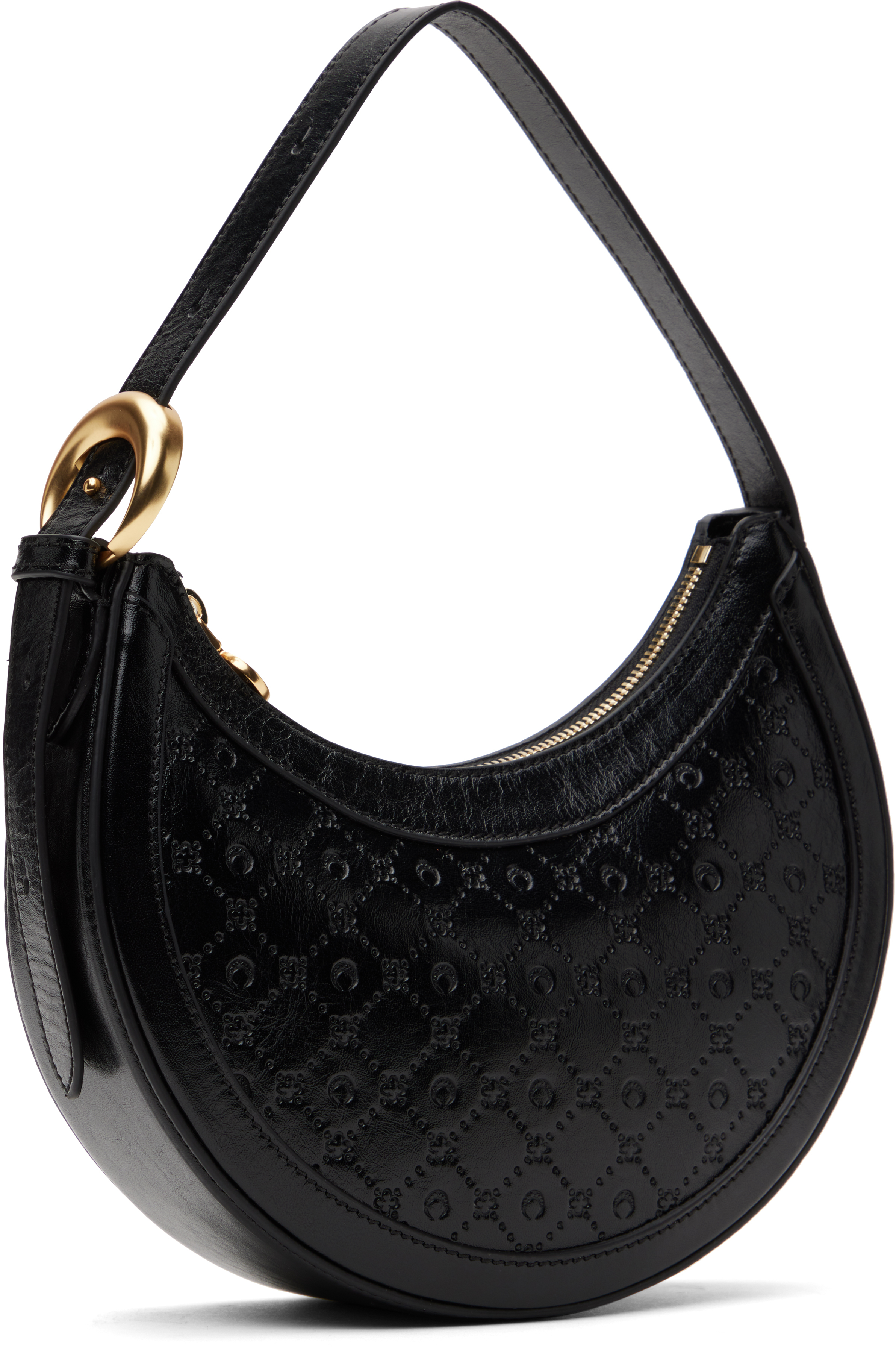 MARINE SERRE BLACK MOONOGRAM EMBOSSED LEATHER ECLIPS MINI BAG
